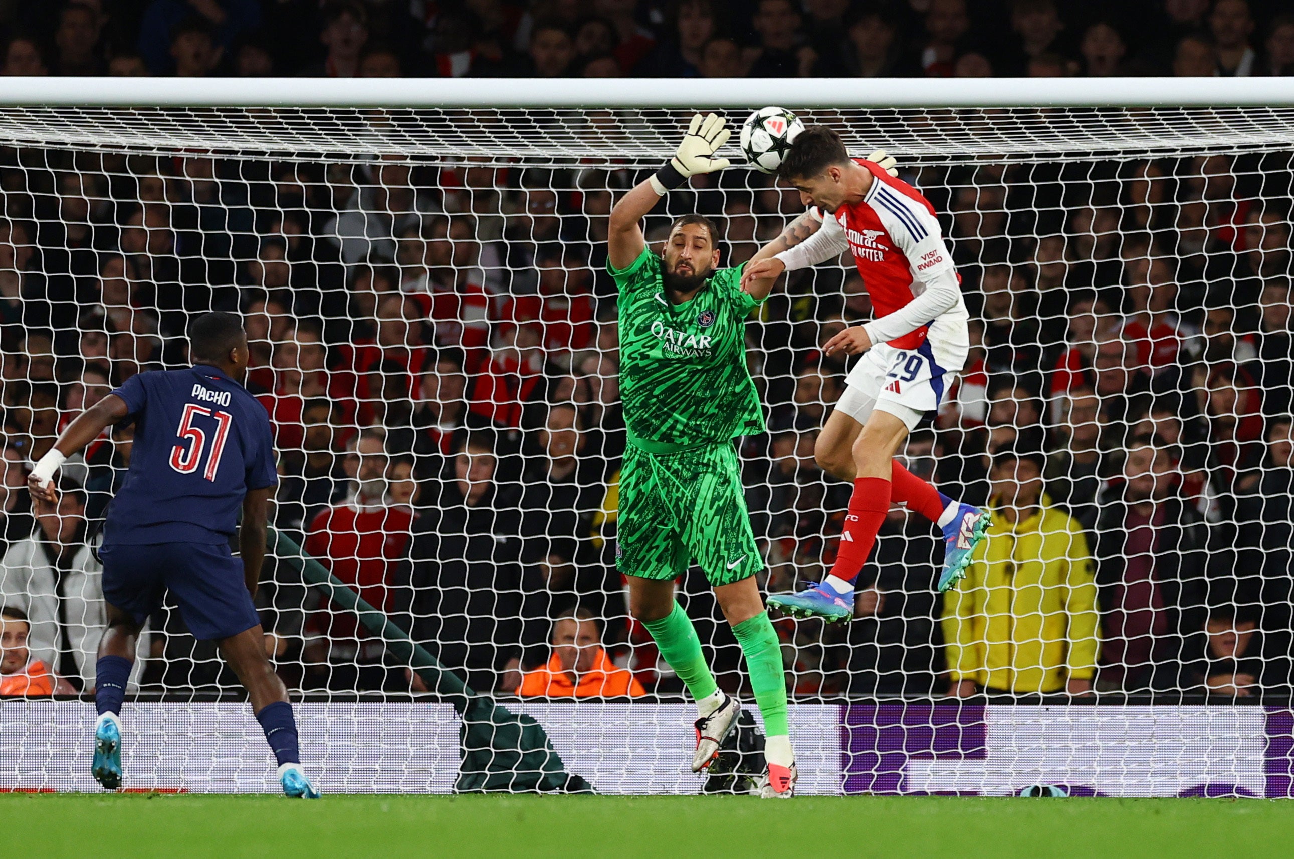 Gianluigi Donnarumma is beaten by Kai Havertz as Arsenal take the lead