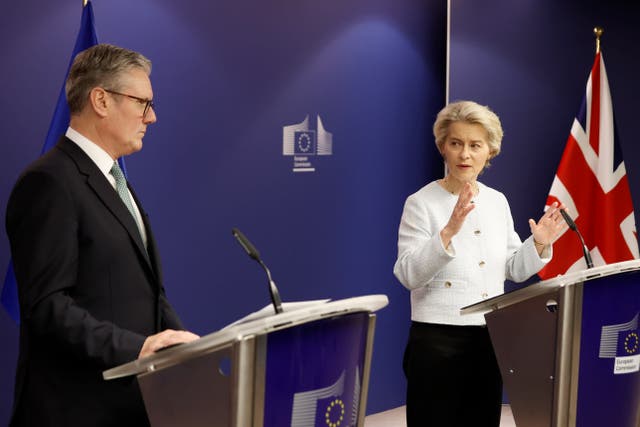 <p>Sir Keir Starmer with European Commission President Ursula von der Leyen in Brussels (Omar Havana/AP)</p>