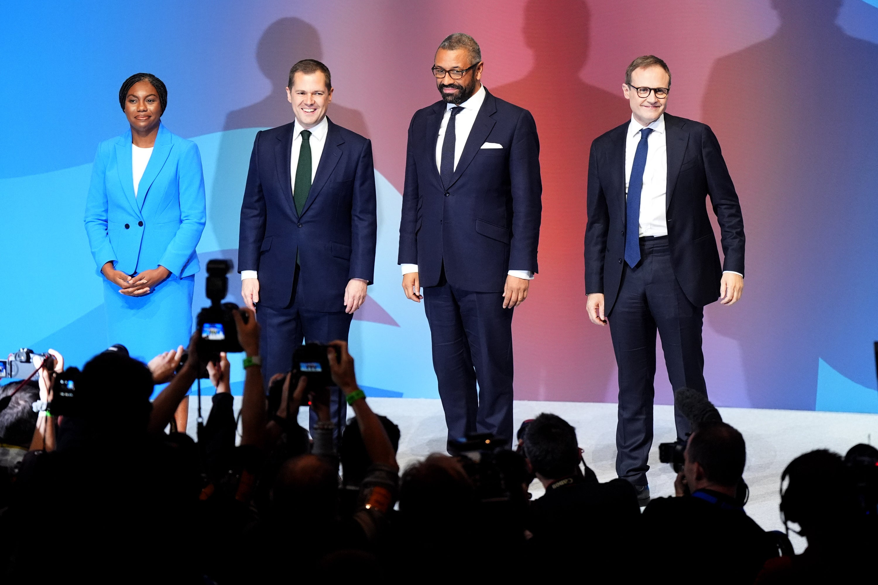 Tory leadership candidates Kemi Badenoch, Robert Jenrick, James Cleverly and Tom Tugendhat (Jacob King/PA)