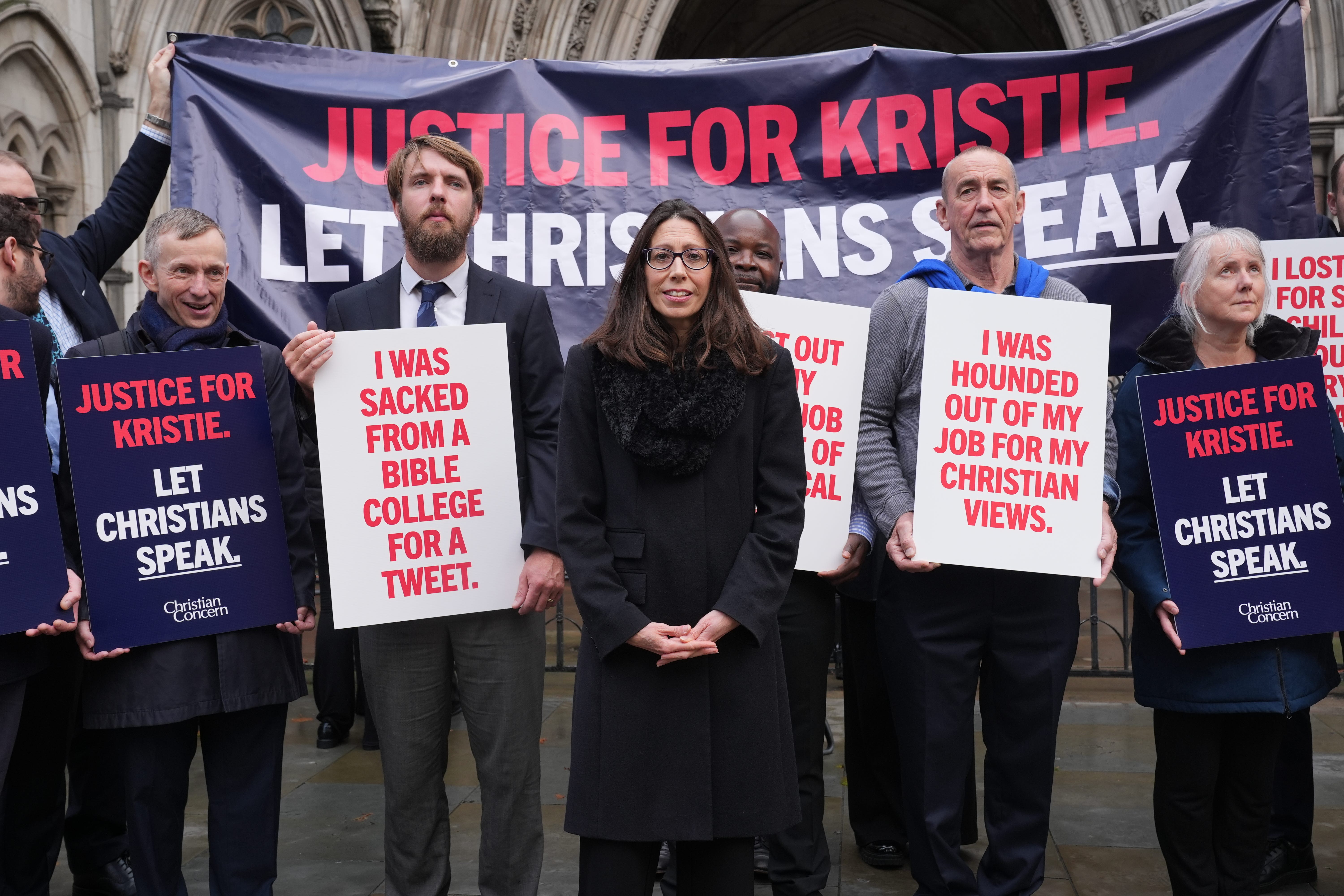 Kristie Higgs and several supporters were at the Royal Courts of Justice on Wednesday (Lucy North/PA)