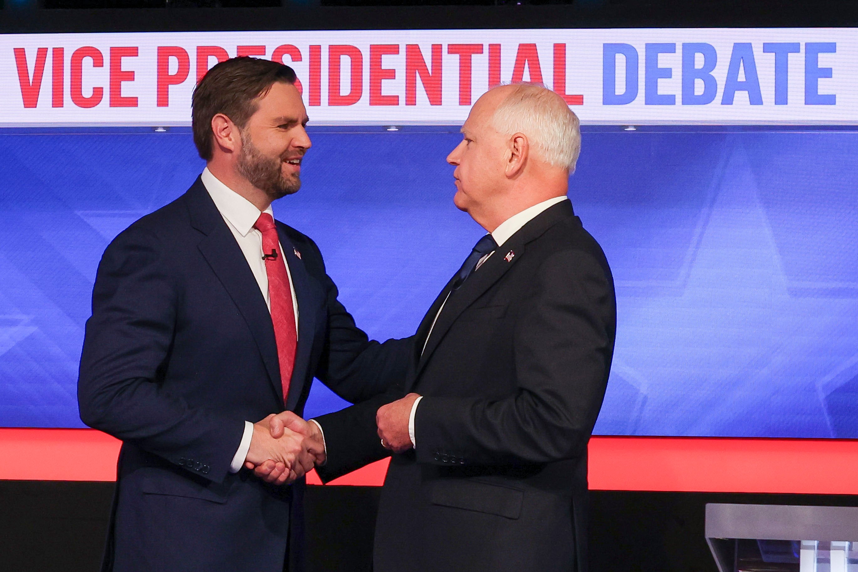 Vance (L) and Walz (R) were mostly respectful to one another during their vice presidential debate on Tuesday