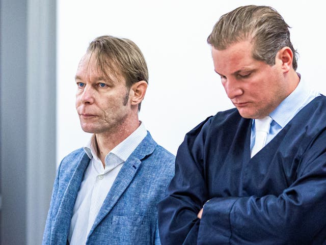 <p>Christian Brueckner, pictured with his lawyer Friedrich Fuelscher, was named as a suspect in the Madeliene McCann case in 2022</p>