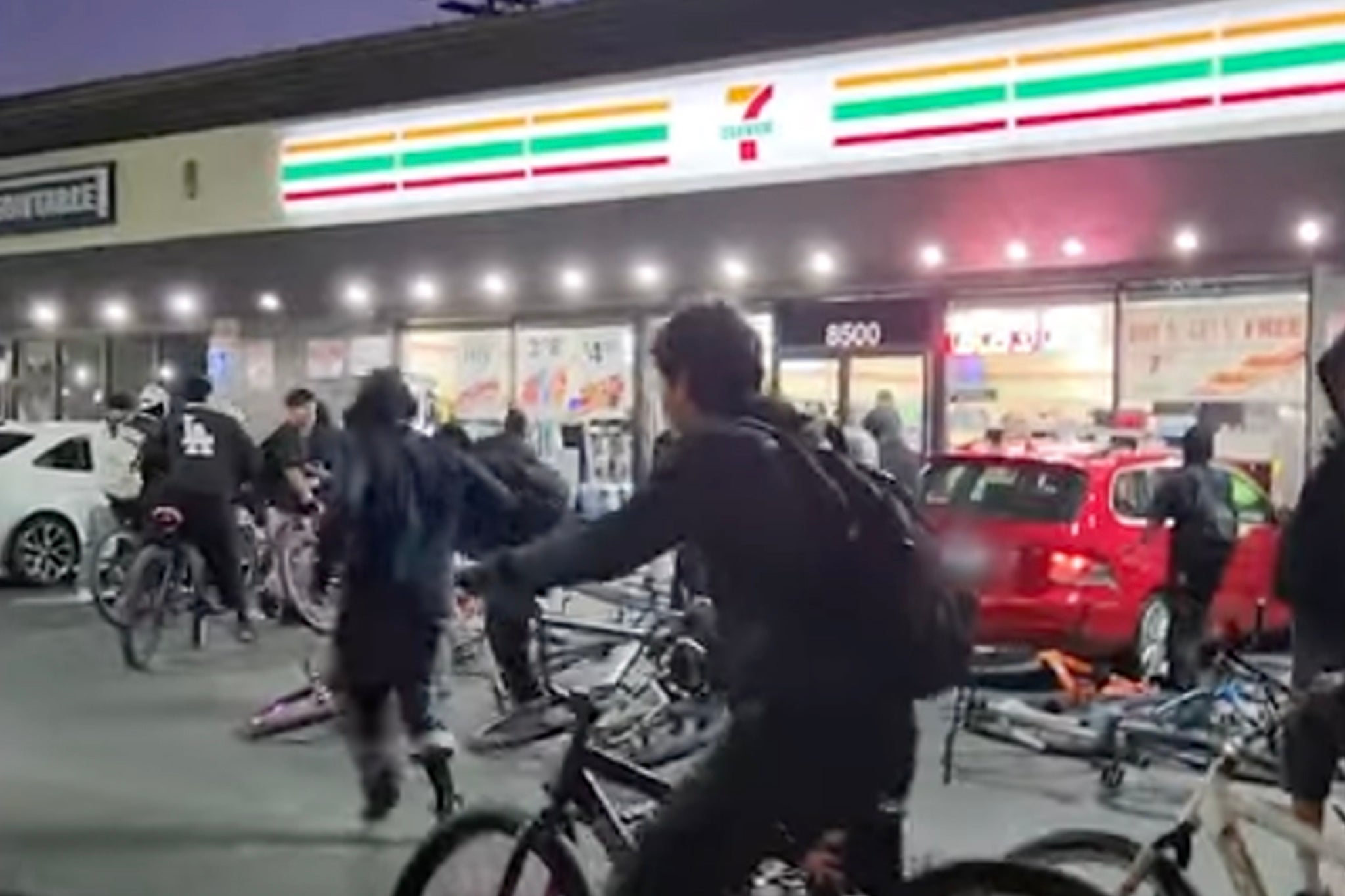 Pictured: LA teens raid 7-Eleven stores leaving damaged and wrecked shop isles