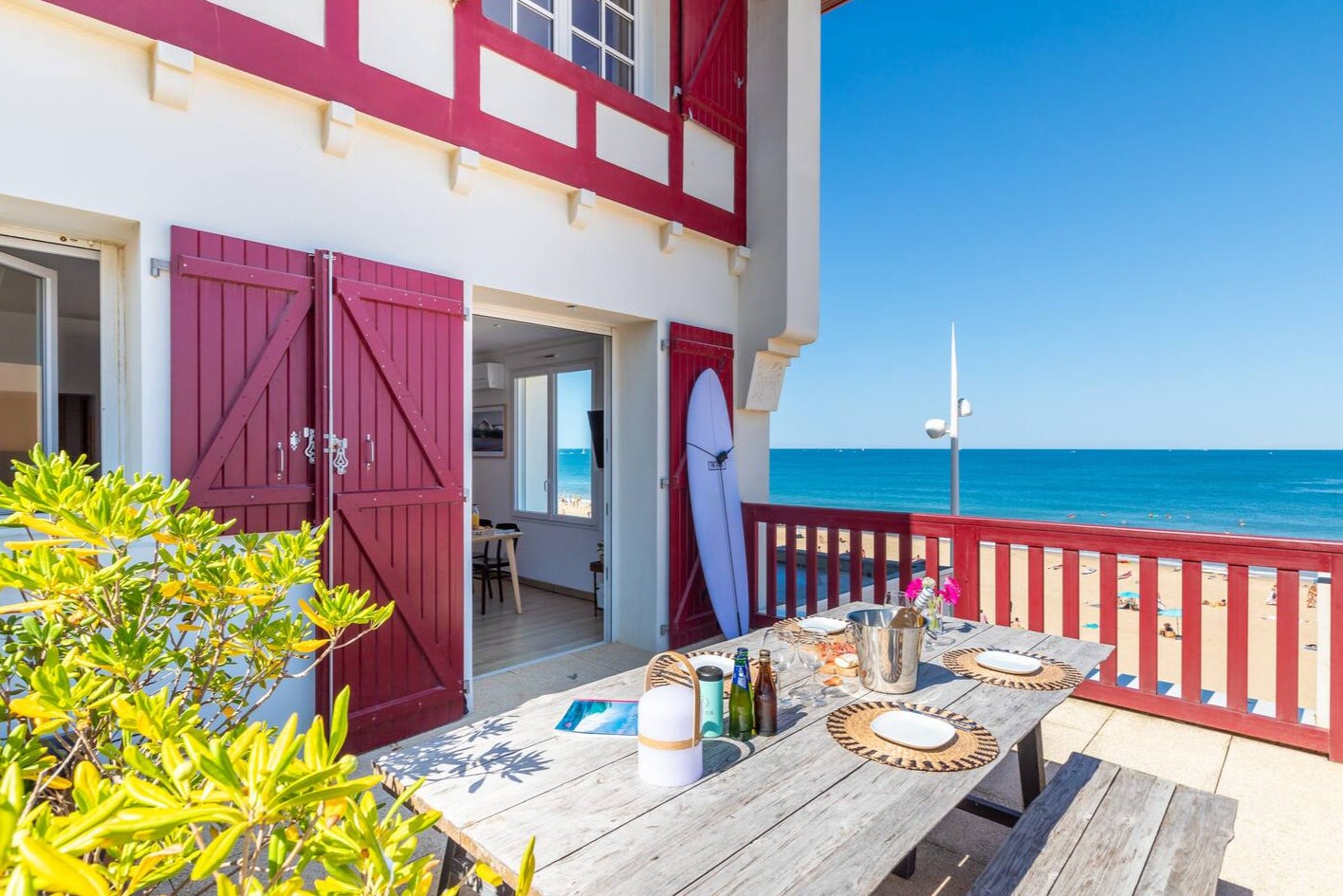 Sip your morning coffee in the sun before heading out for a surf