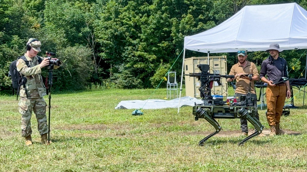 Robot dog armed with AI-enabled rifle