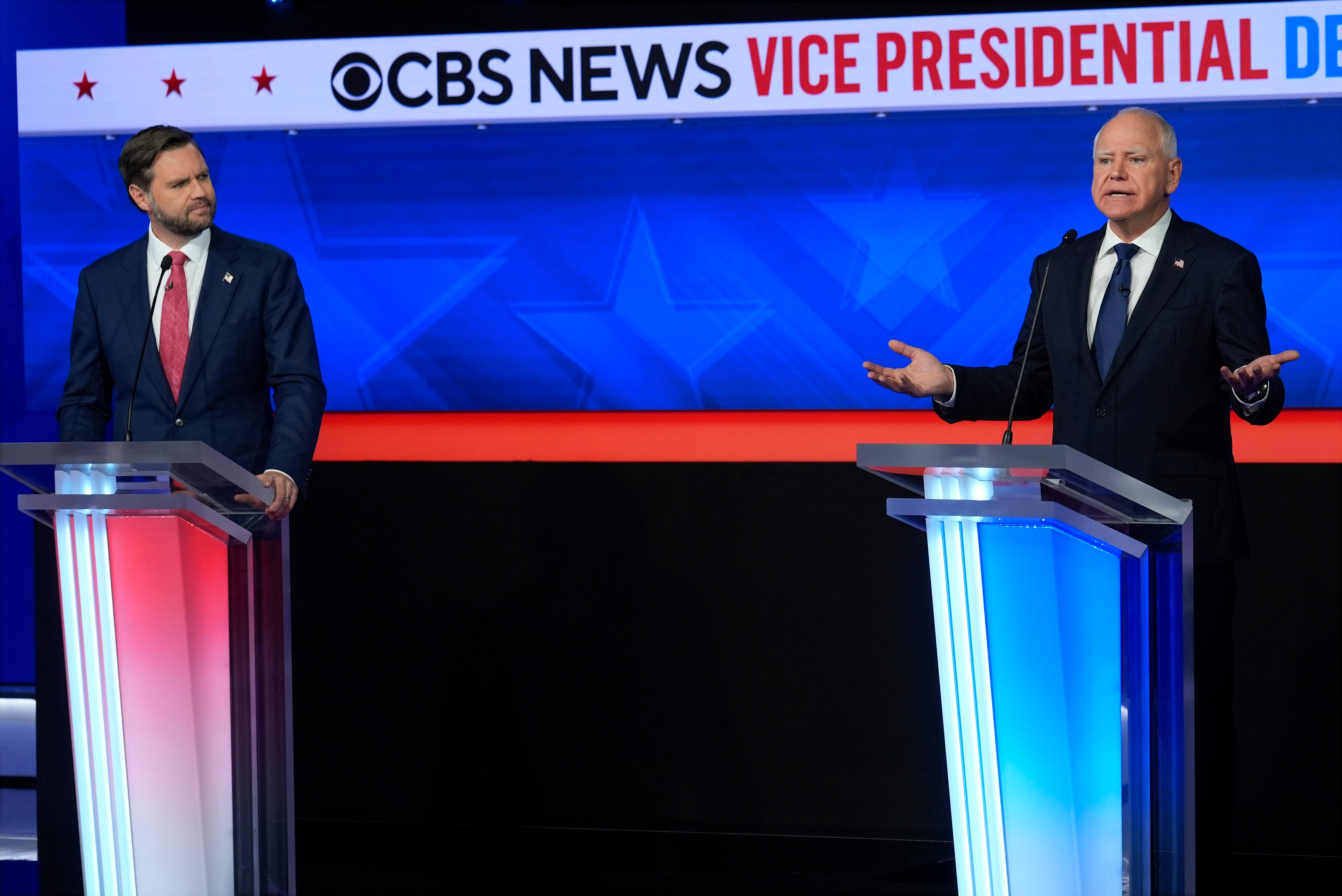 Walz and Vance debating on Tuesday night