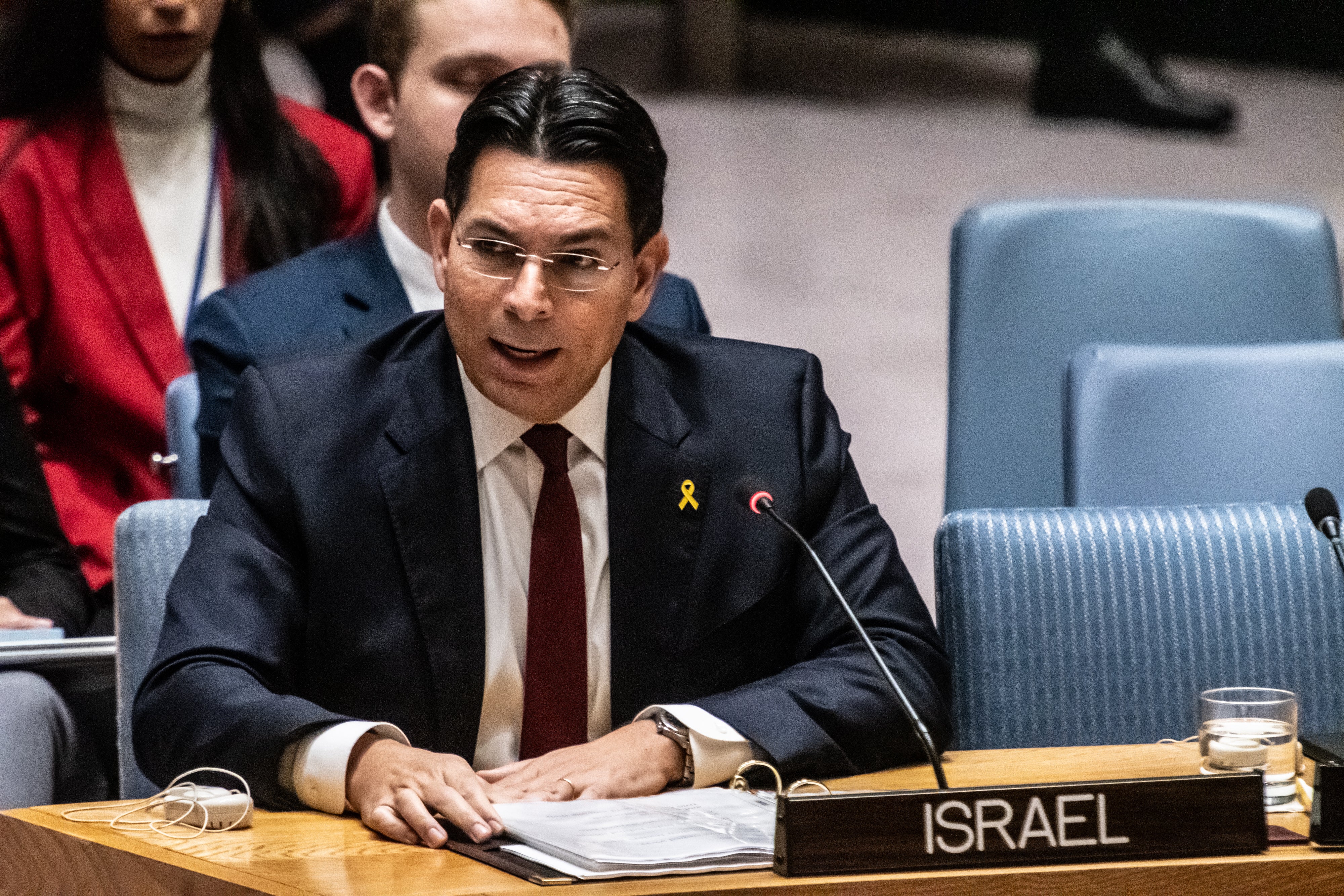 Danny Danon, permanent representative of Israel to the United Nations, delivers remarks at the United Nations Security Council meeting on 2 October 2024 in New York City