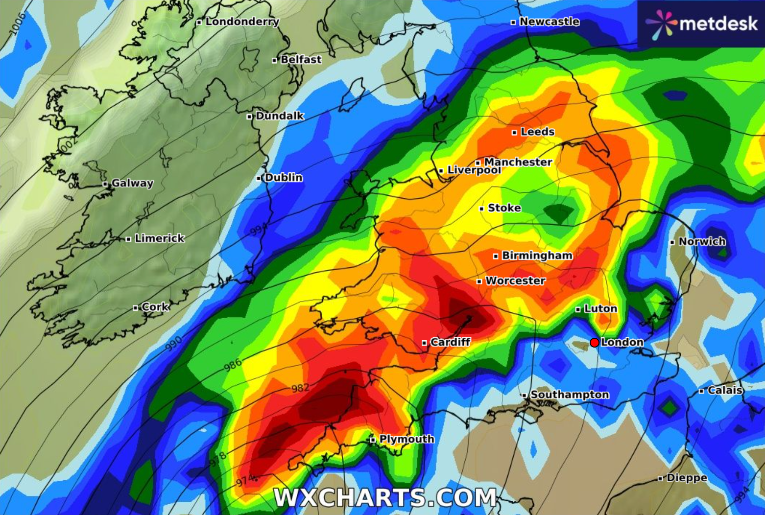 Heavy rain is forecast across the UK next week