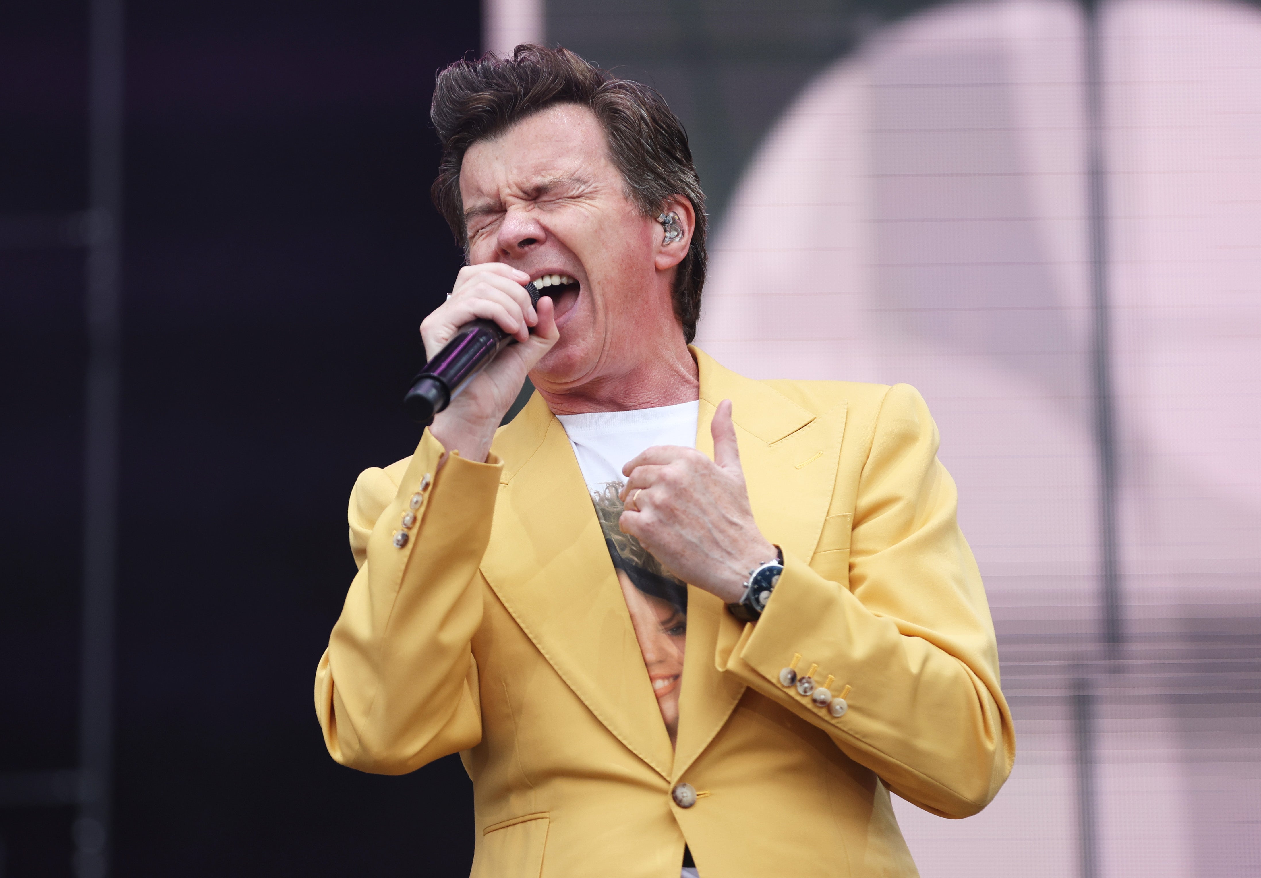 Rick Astley performing at BBC Radio 2 In The Park 2023