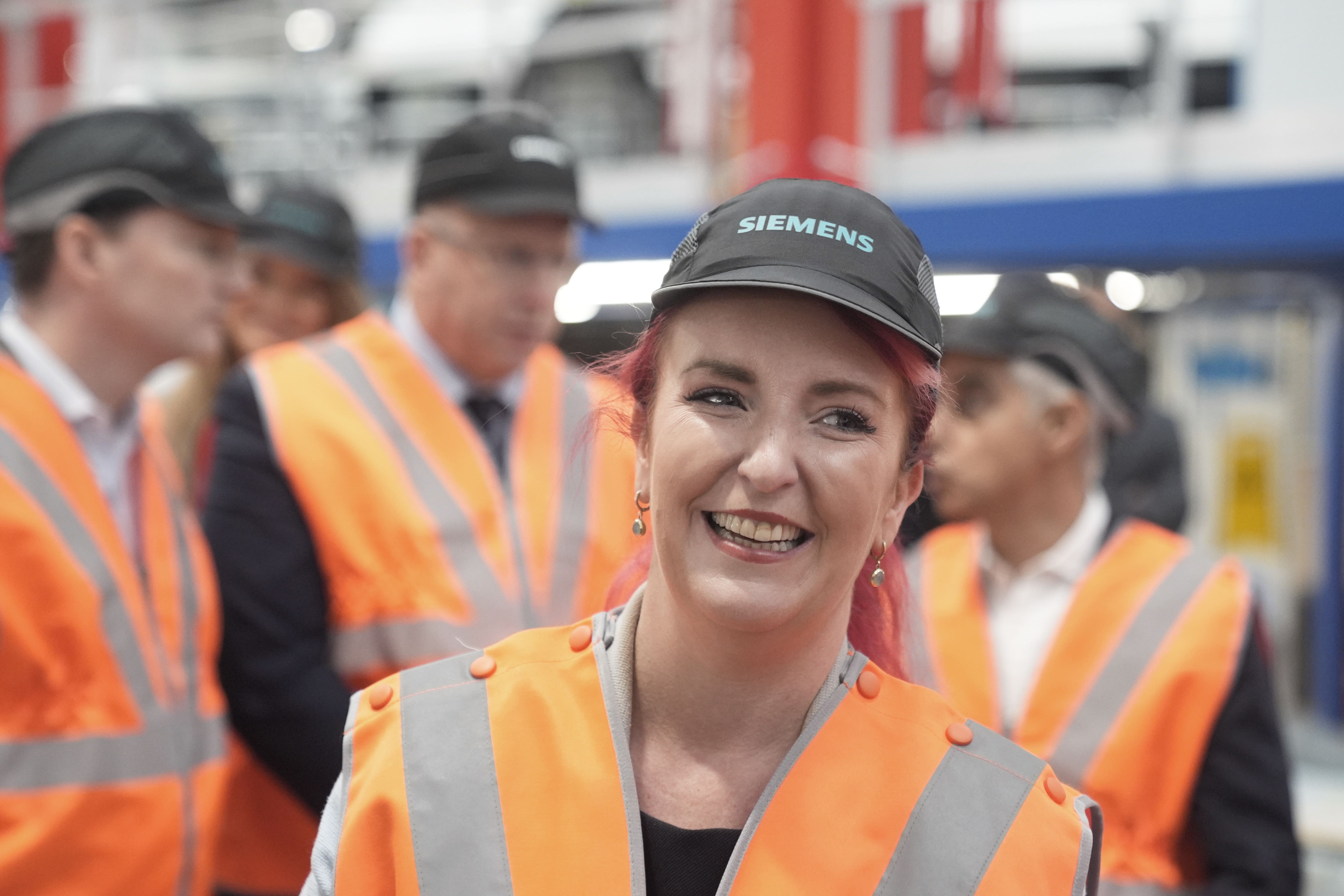 Transport Secretary Louise Haigh at the opening of Siemens’ Rail Village in Goole, a manufacturing facility in East Yorkshire (Danny Lawson/PA)