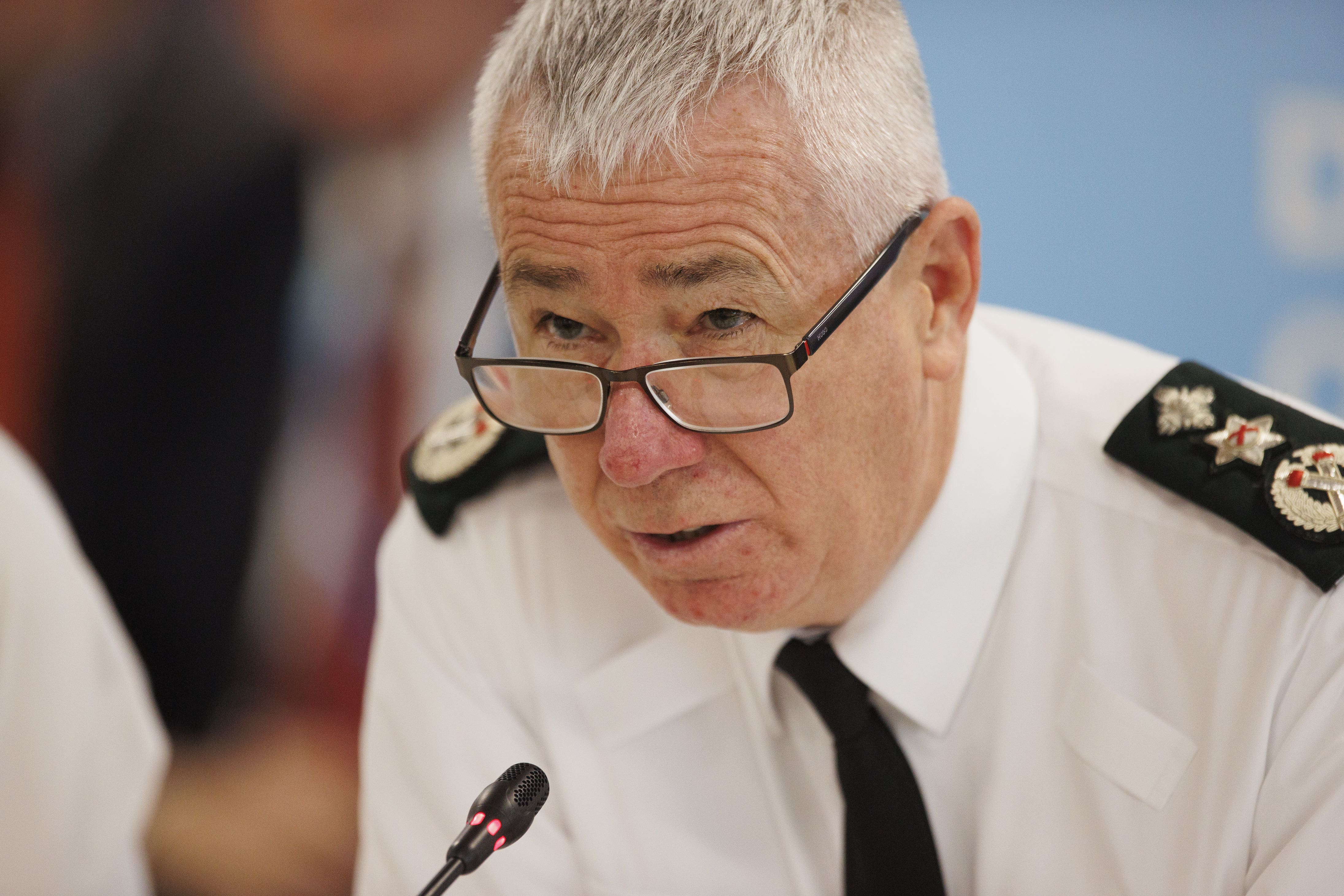 Police Service of Northern Ireland Chief Constable Jon Boutcher during a meeting of the Northern Ireland Policing Board in Belfast (Liam McBurney/PA)