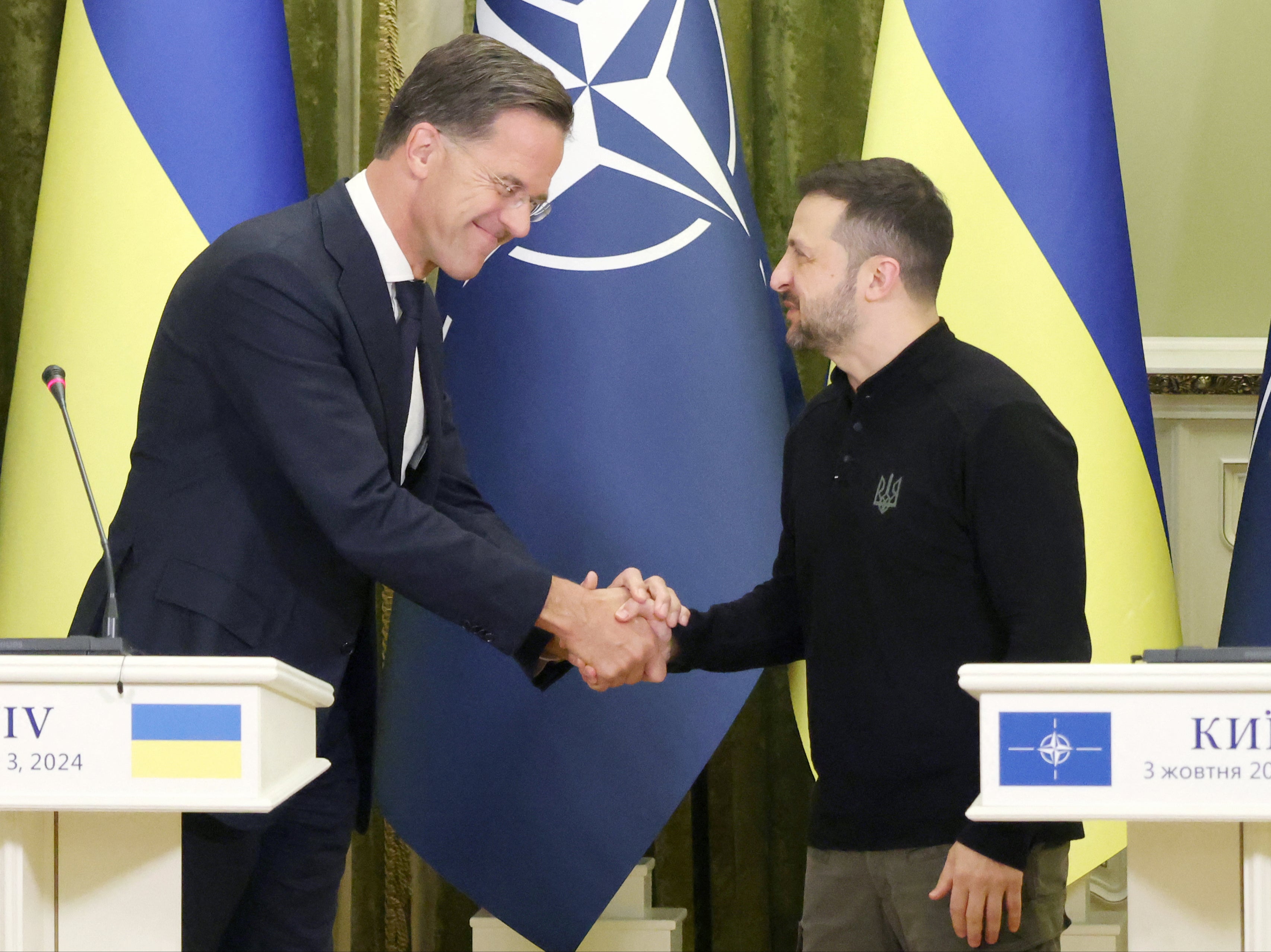 Nato secretary general Mark Rutte (left) with the Ukrainian president Volodymyr Zelensky