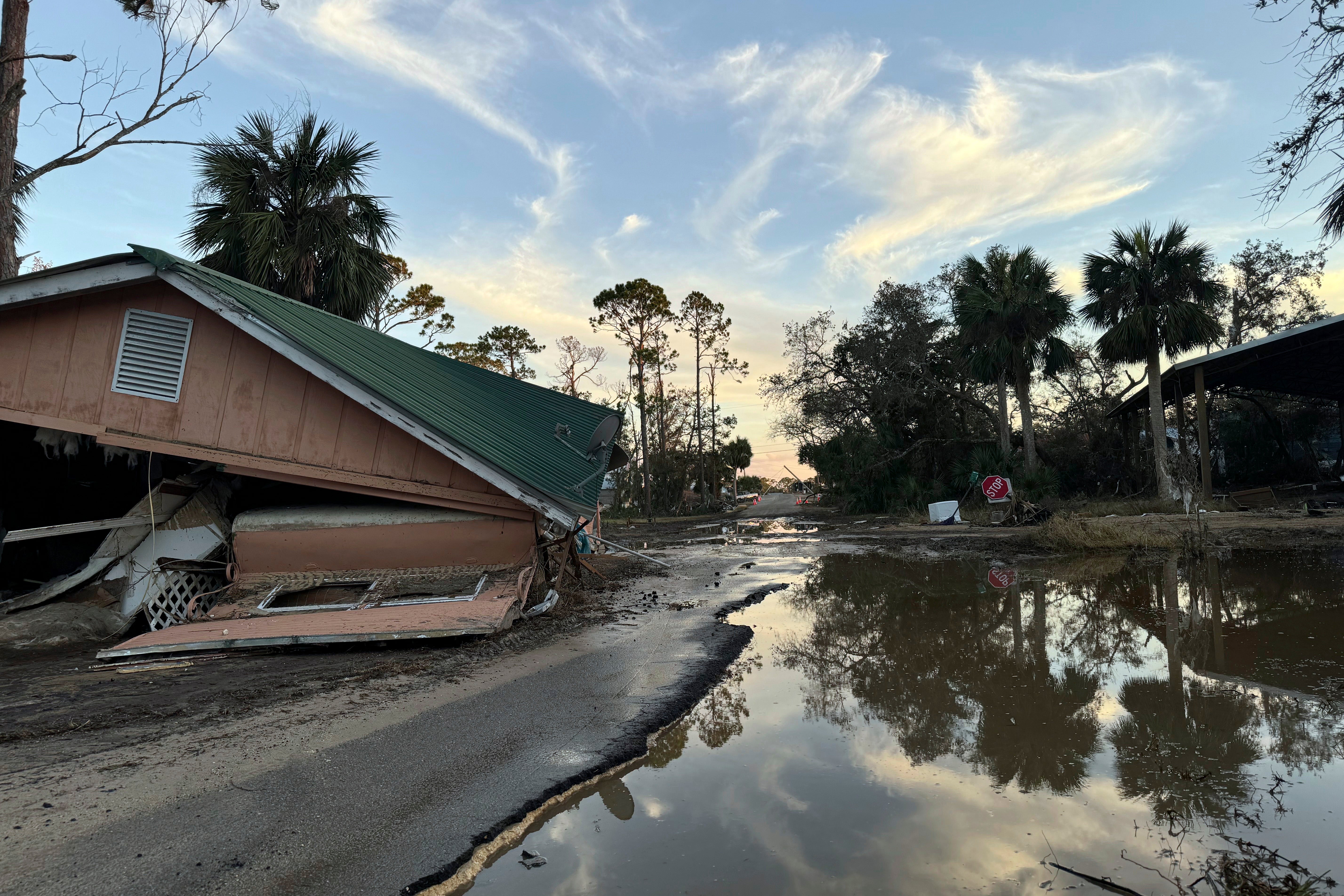 Destruction and flooding has been seen across six states, including Florida, where Helene first made ground last Thursday