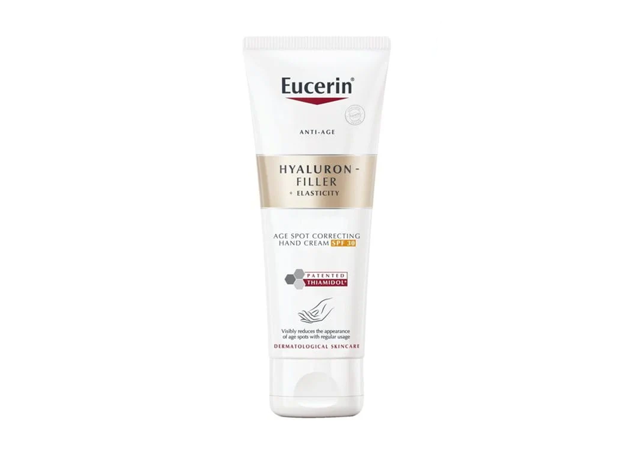 Best hand cream IndyBest review Eucerin hyaluron-filler + elasticity age spot correcting hand cream SPF 30.