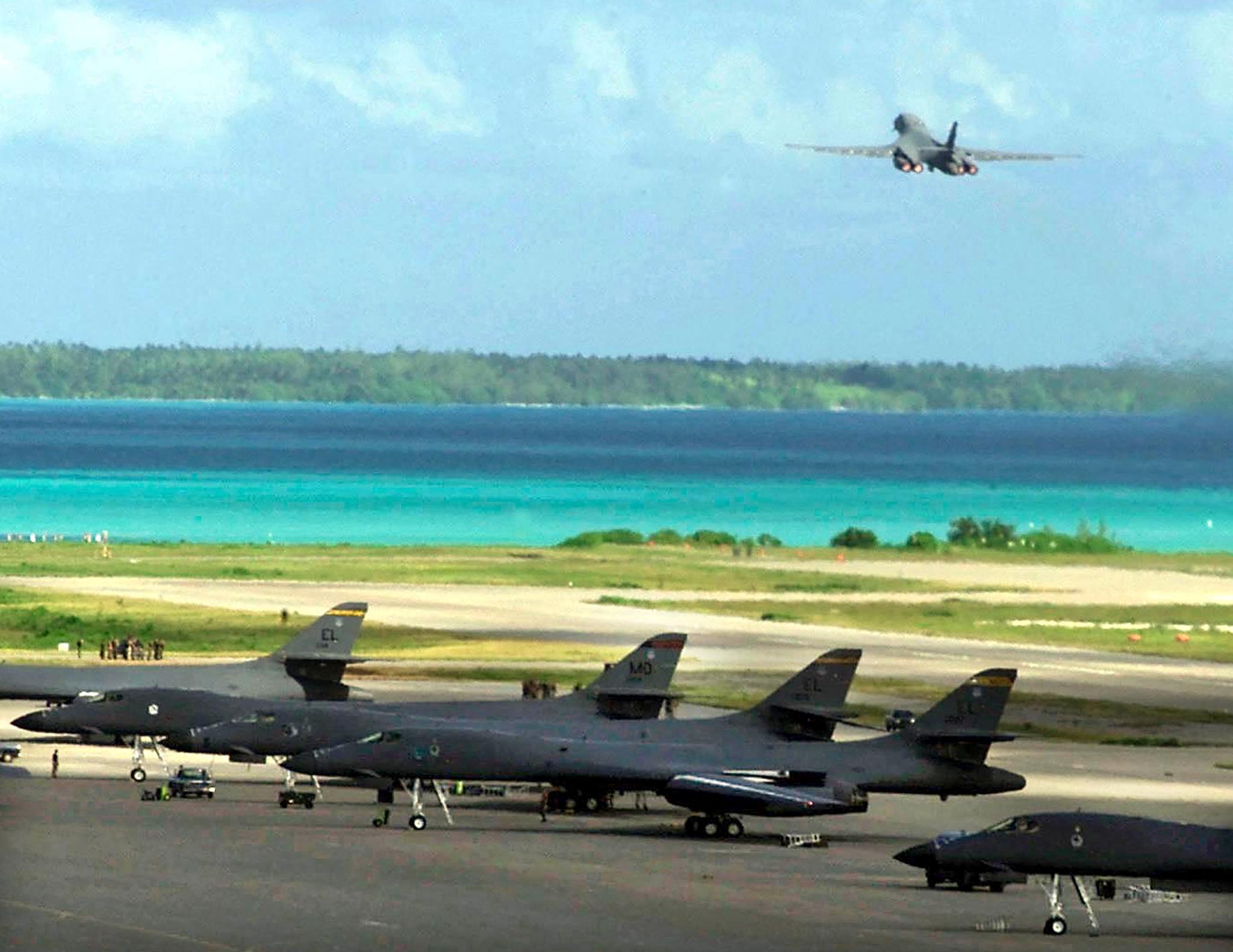 A US bomber takes off from the Diego Garcia military base, 7 October, 2001