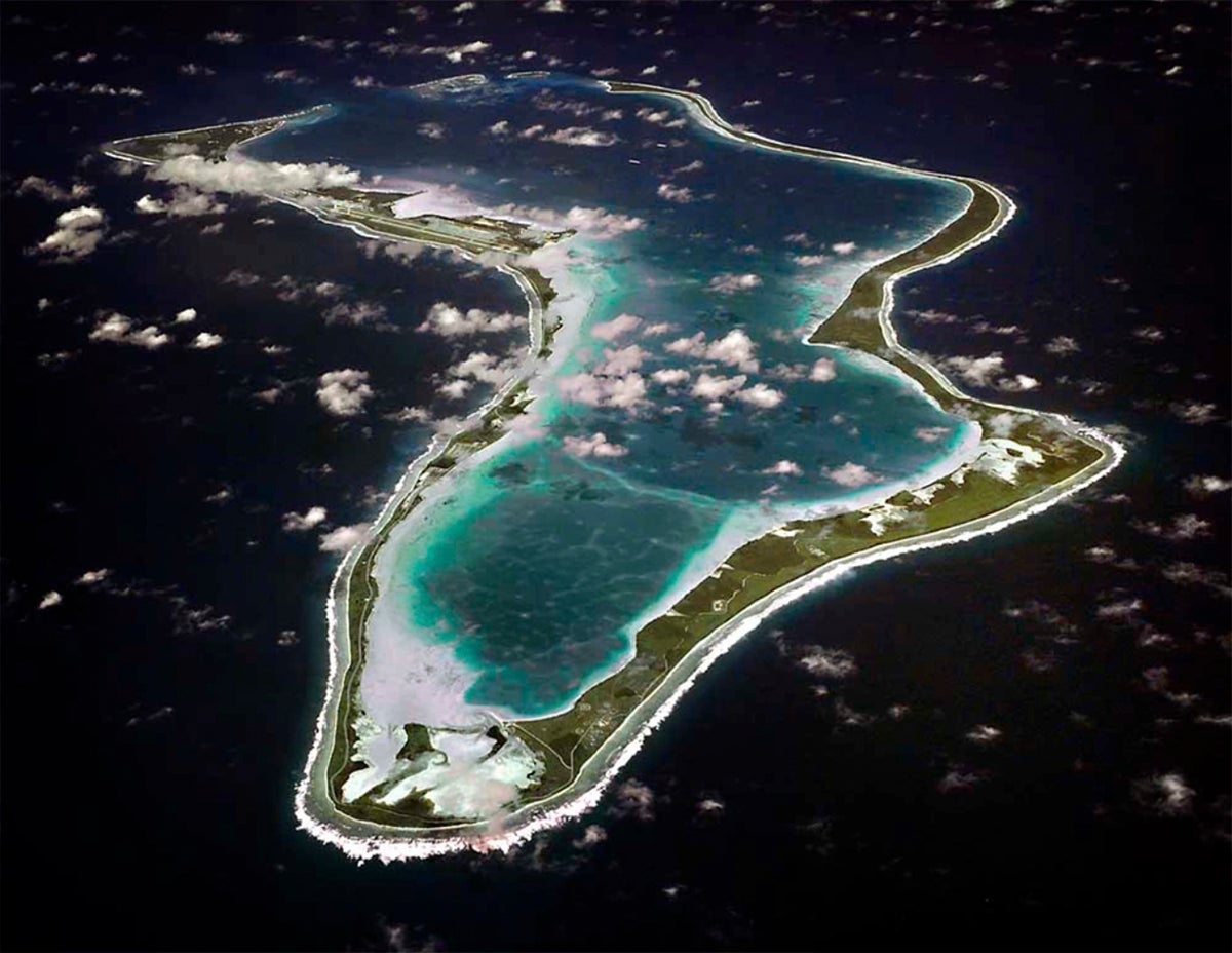 This image realeased by the U.S. Navy shows an aerial view of Diego Garcia