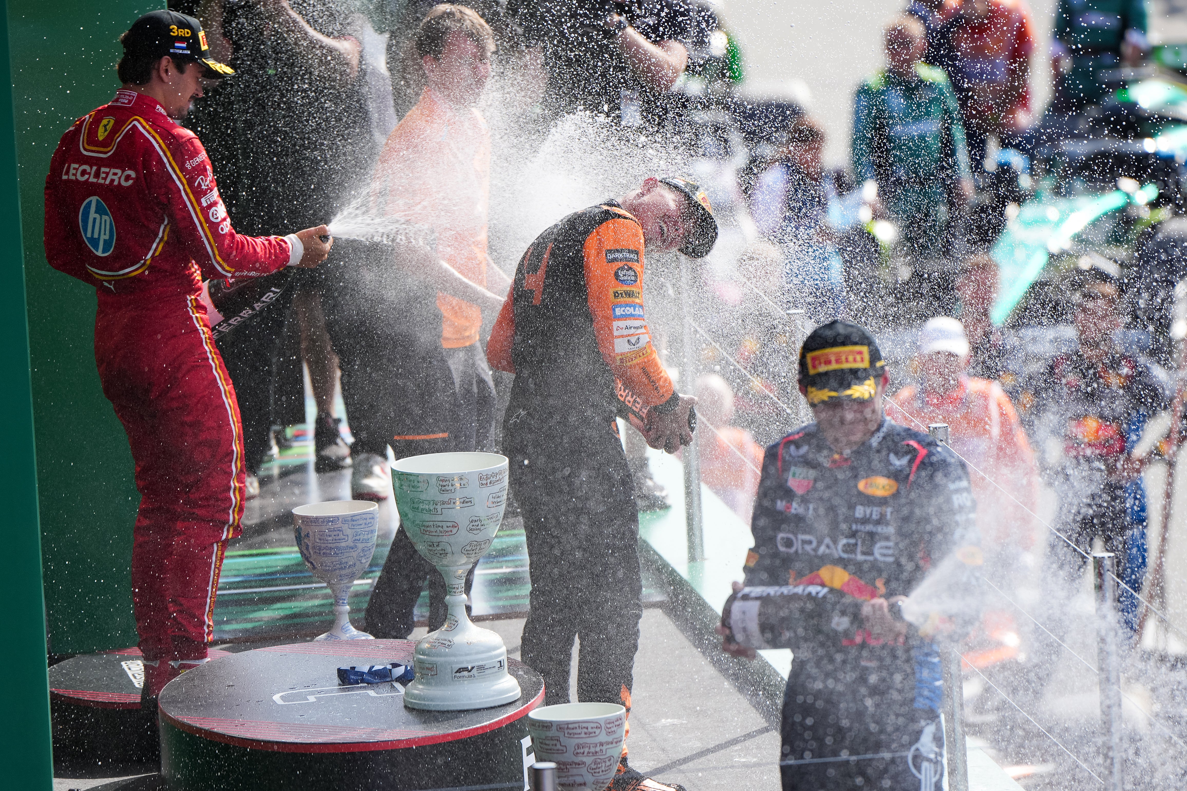 F1 drivers spray Ferrari Trento sparkling wine on the podium but that is set to change