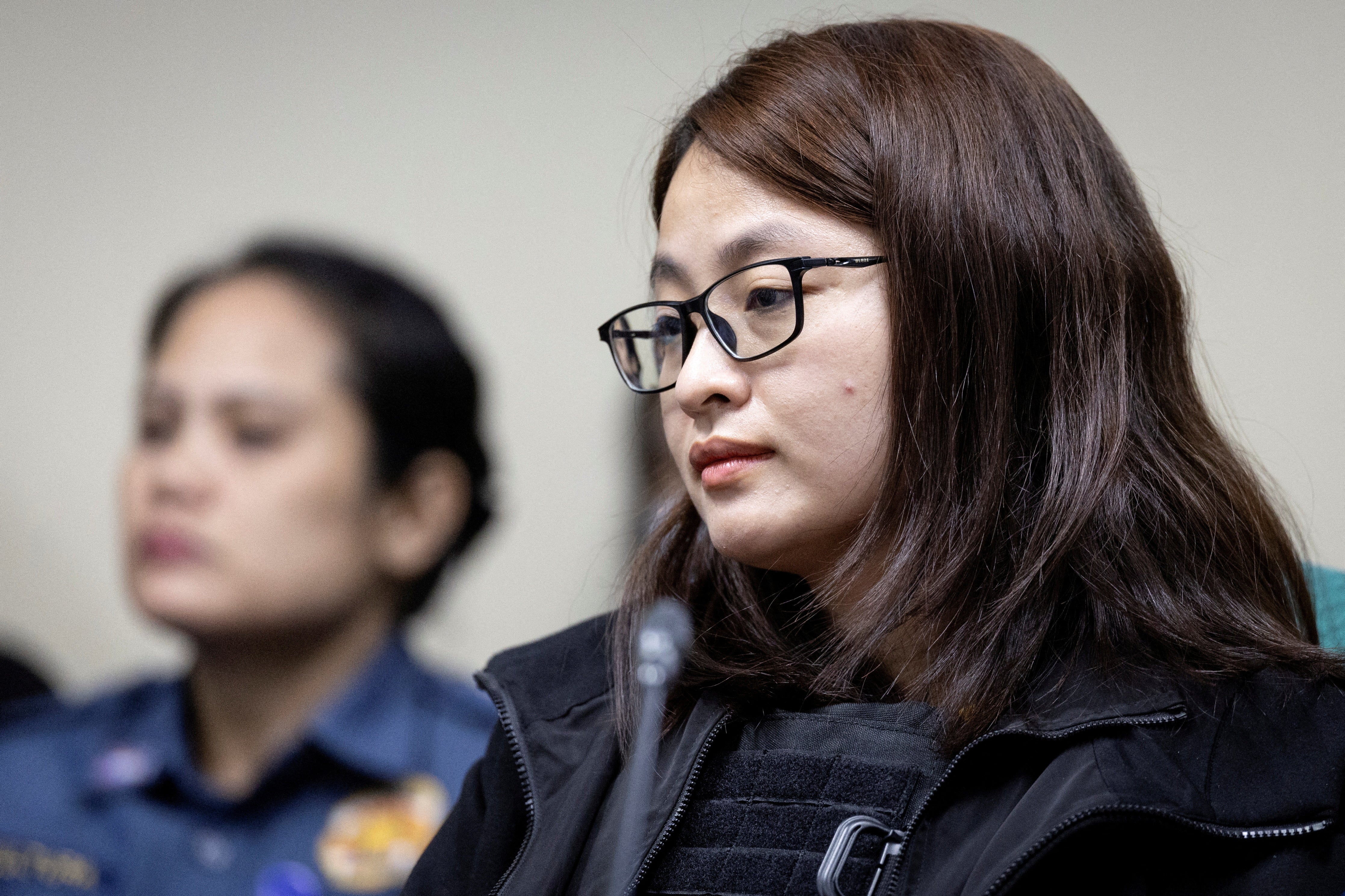 FILE PHOTO: Alice Guo, also known as Chinese national Guo Hua Ping, a fugitive former mayor of Bamban, Tarlac province attends a Senate hearing in Pasay City, Metro Manila, Philippines, 9 September 2024