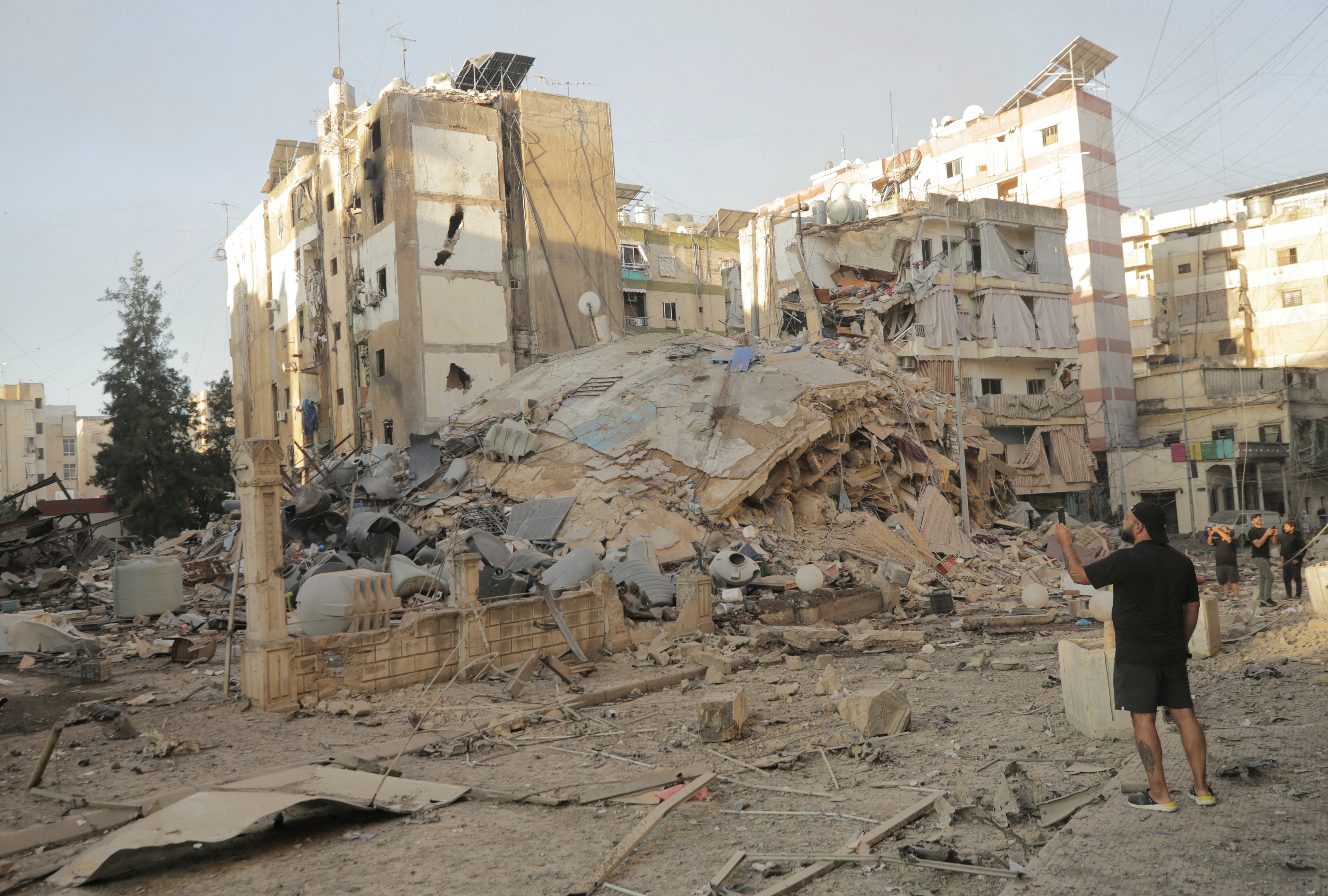 A levelled building in southern Beirut following an Israeli airstrike