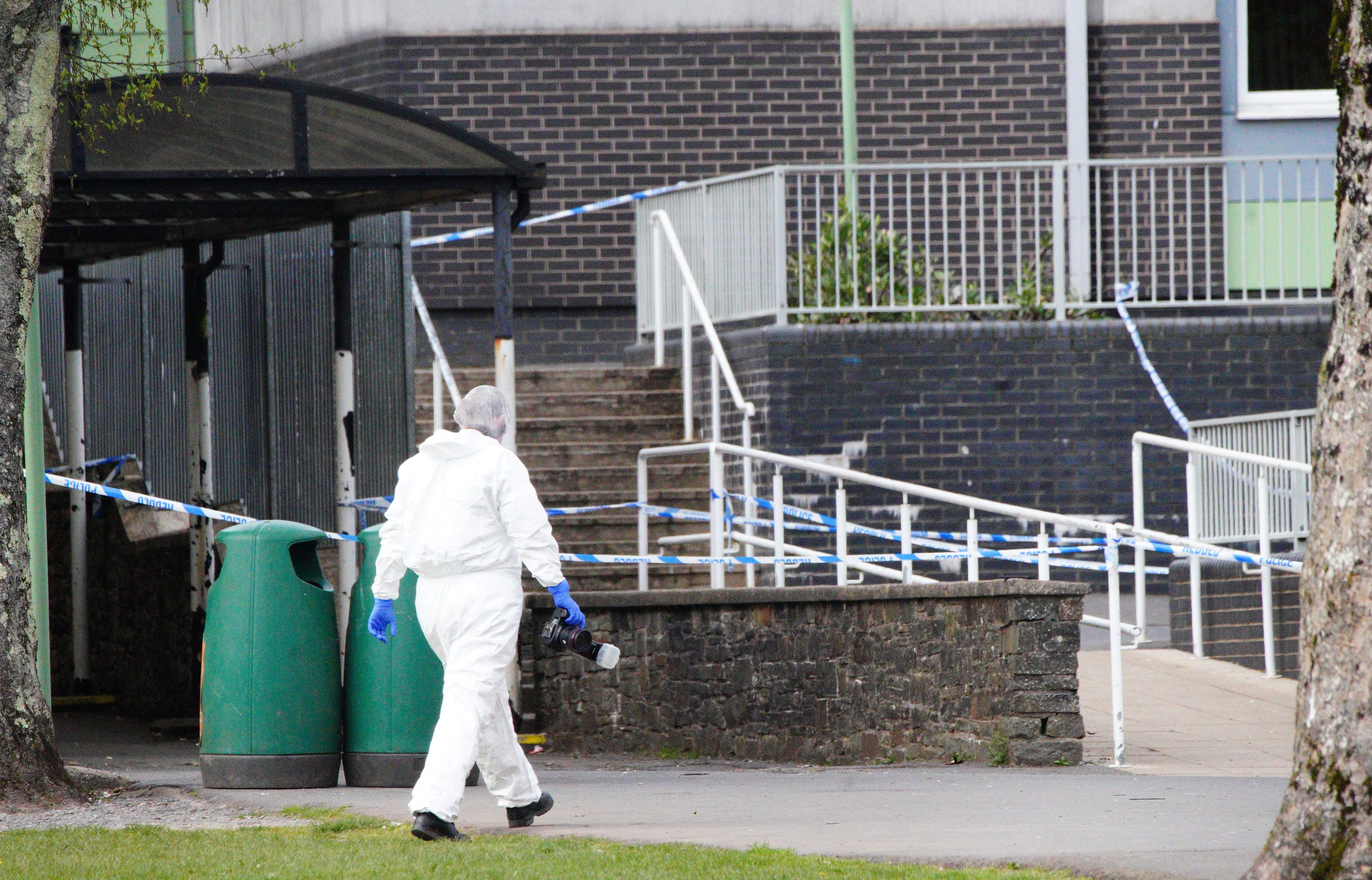 A teenage girl denies attempting murder three people in a stabbing at Amman Valley school, in Ammanford, Carmarthenshire