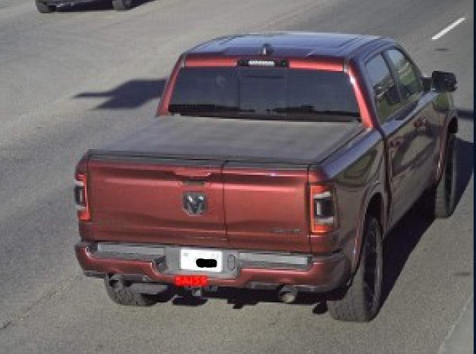 Johnson’s disappearance was marked as ‘suspicious’ after his red truck (pictured) was found close to the home