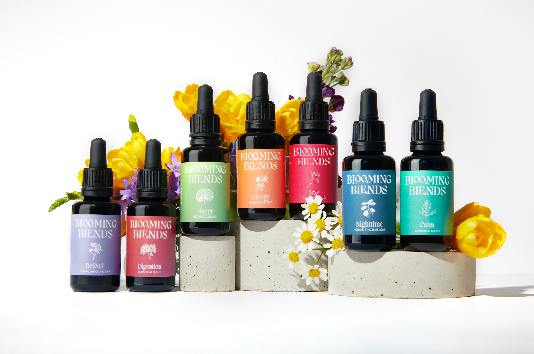 Award-winning tincture brand Blooming Blends has a range of seven products, all tailored to specific needs