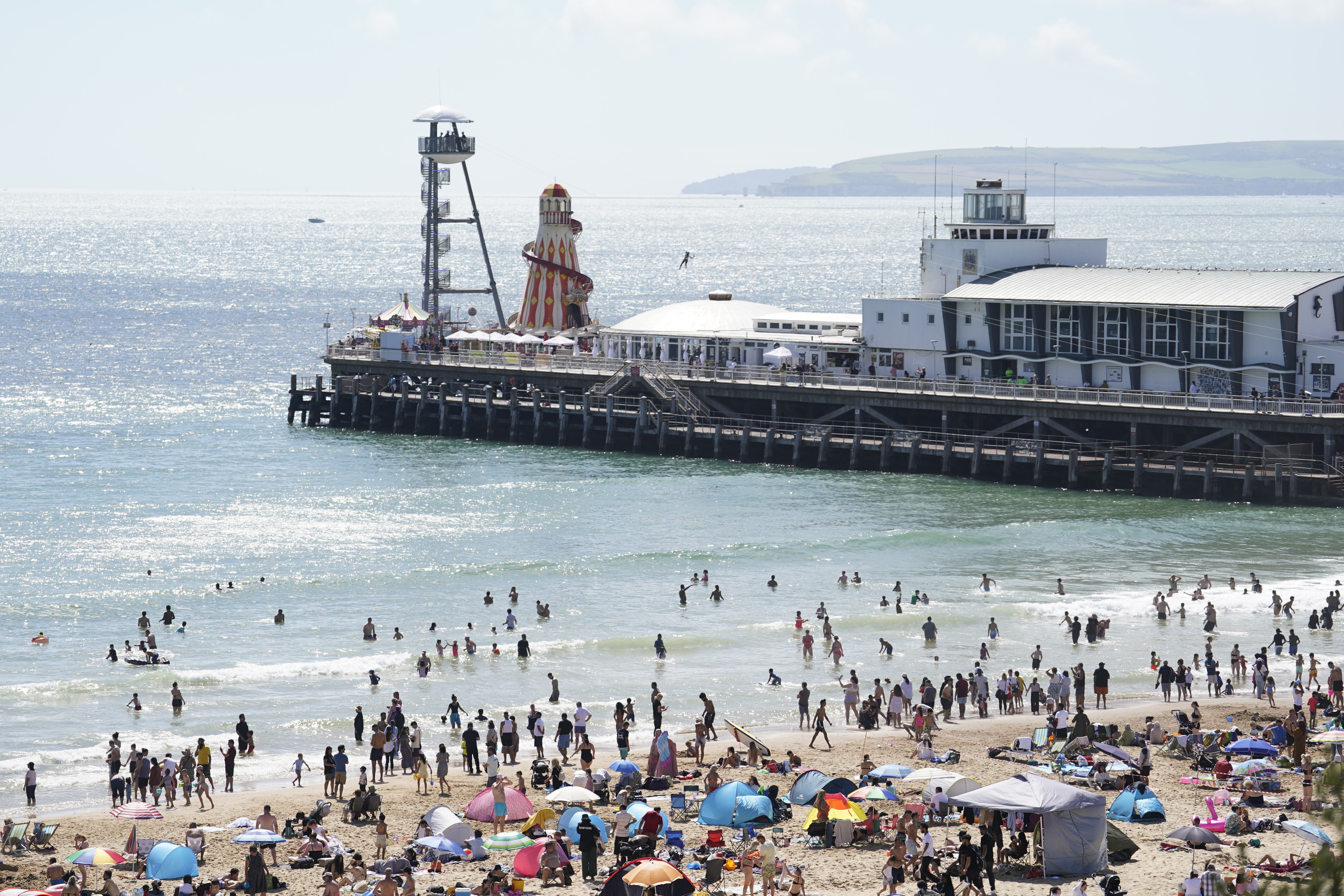 People on Bournemouth beach in Dorset (PA)