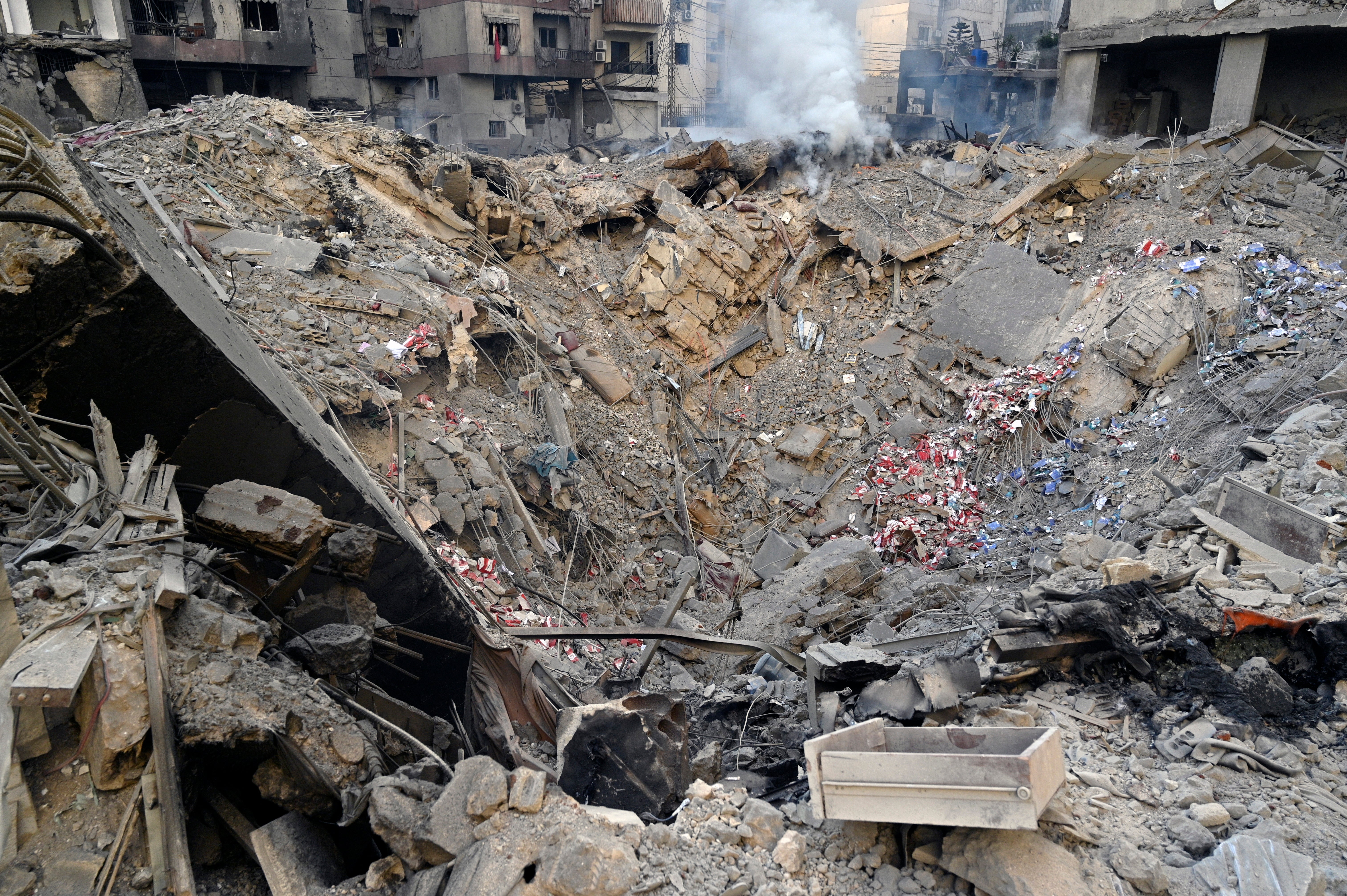 A view of damaged buildings following an Israeli airstrike in Haret Hreik Dahieh, in Beirut, Lebanon