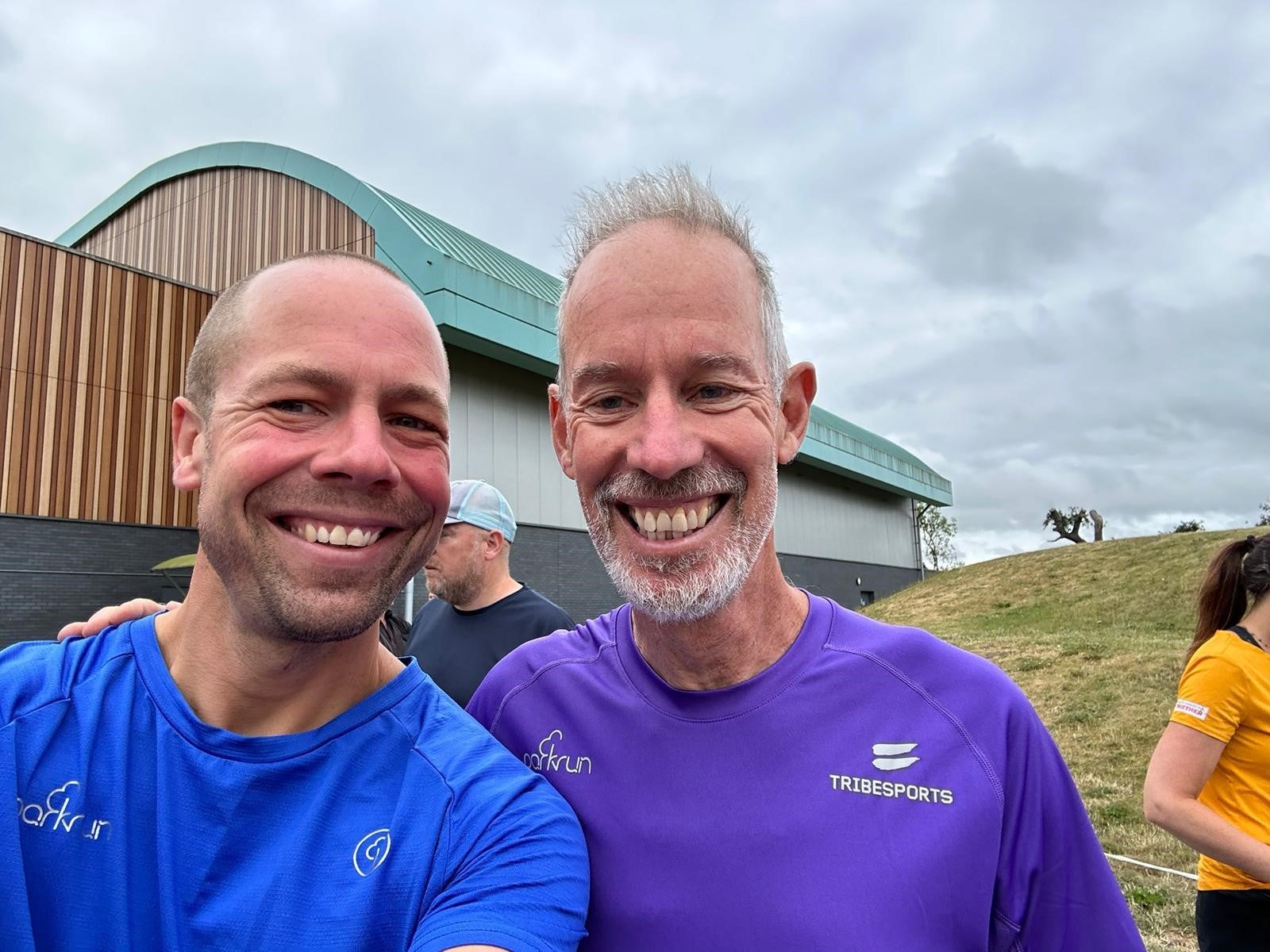 Darren Wood, who has taken part in 913 parkruns, with Sinton-Hewitt