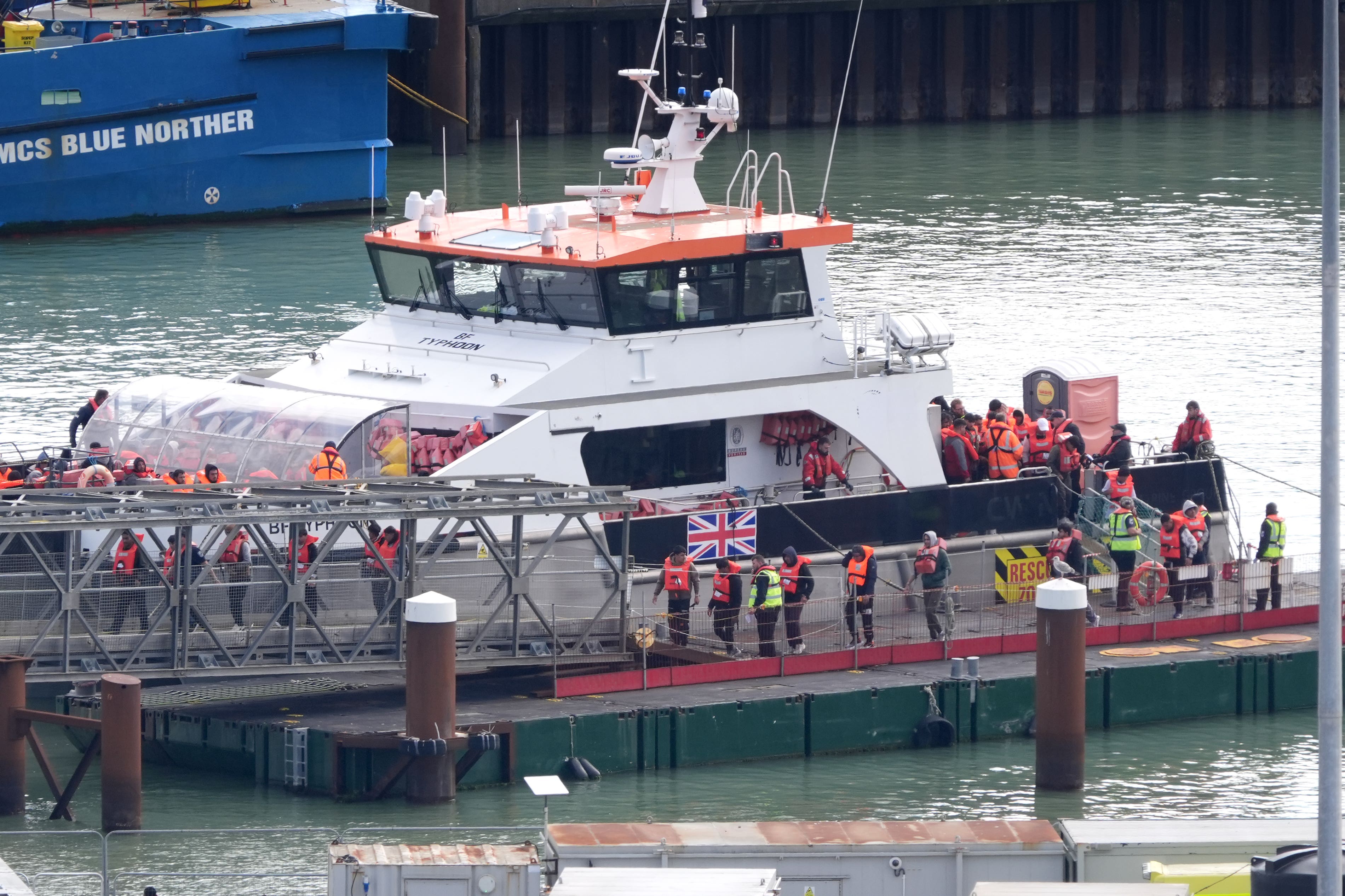 A group of people thought to be migrants are brought in to Dover, Kent (Gareth Fuller/PA)