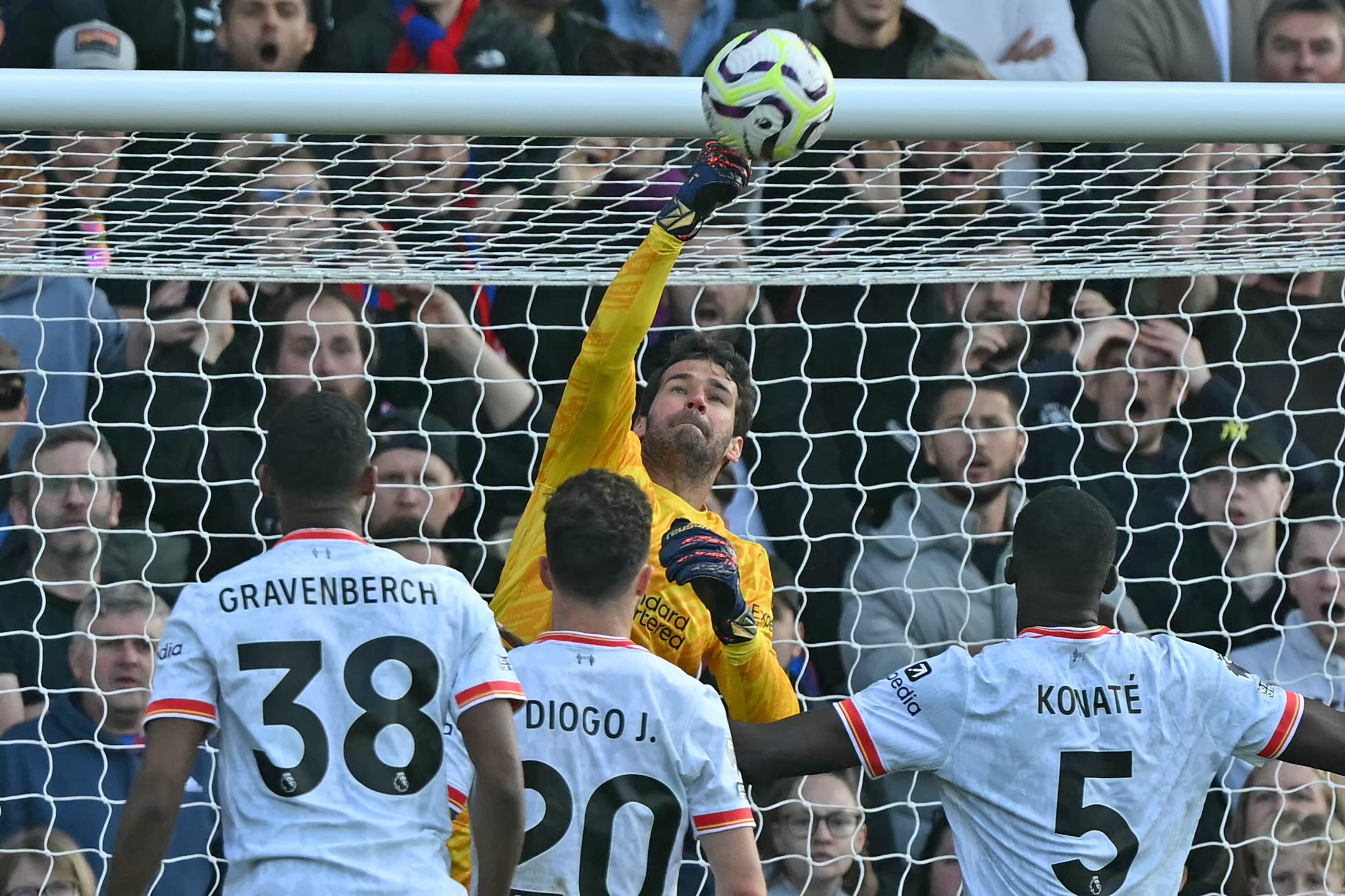 Liverpool’s Brazilian goalkeeper Alisson Becker was injured against Crystal Palace