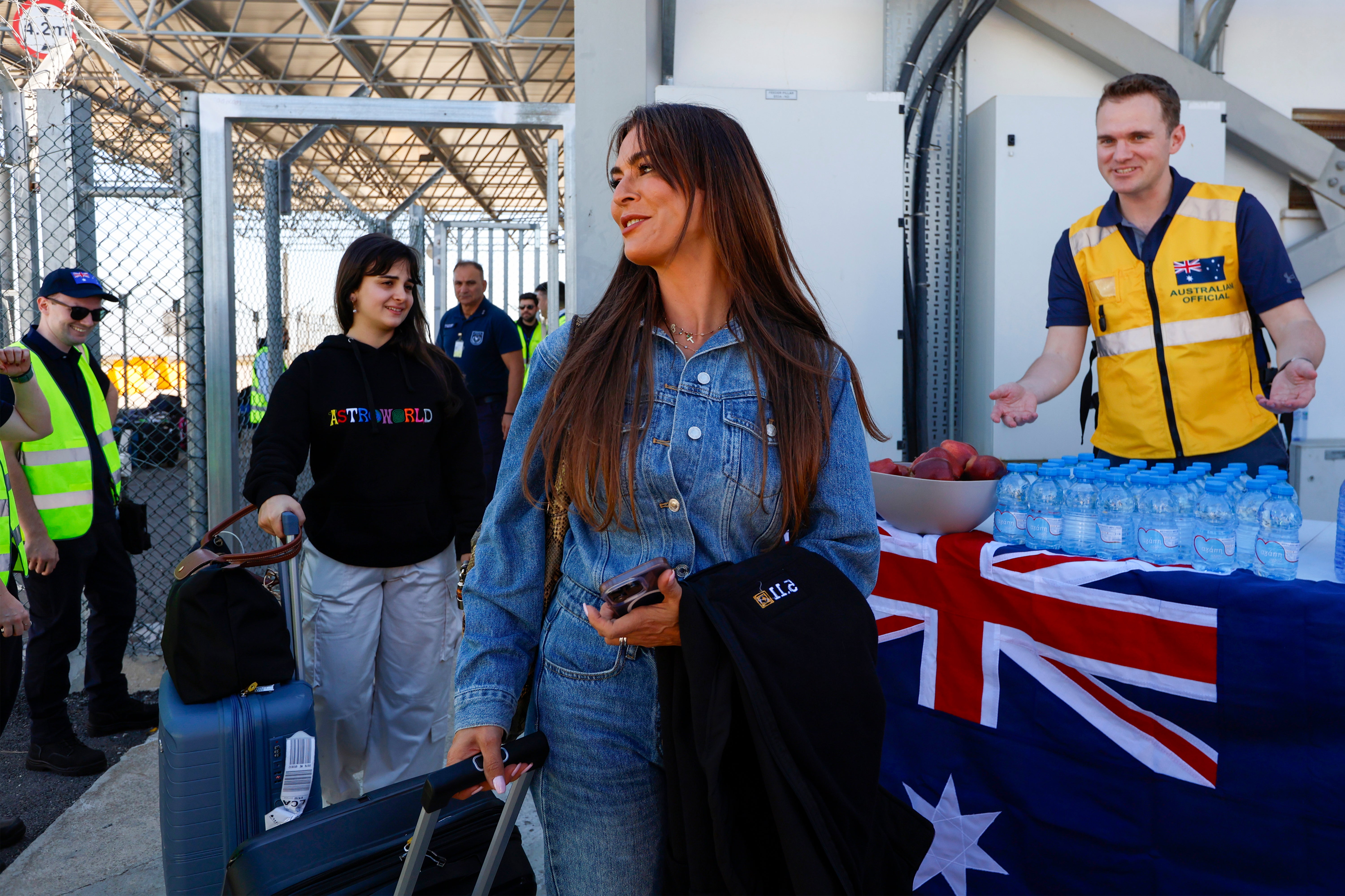 Australian nationals evacuated from Lebanon arrive at Larnaca International Airport on October 5, 2024 in Larnaca, Cyprus