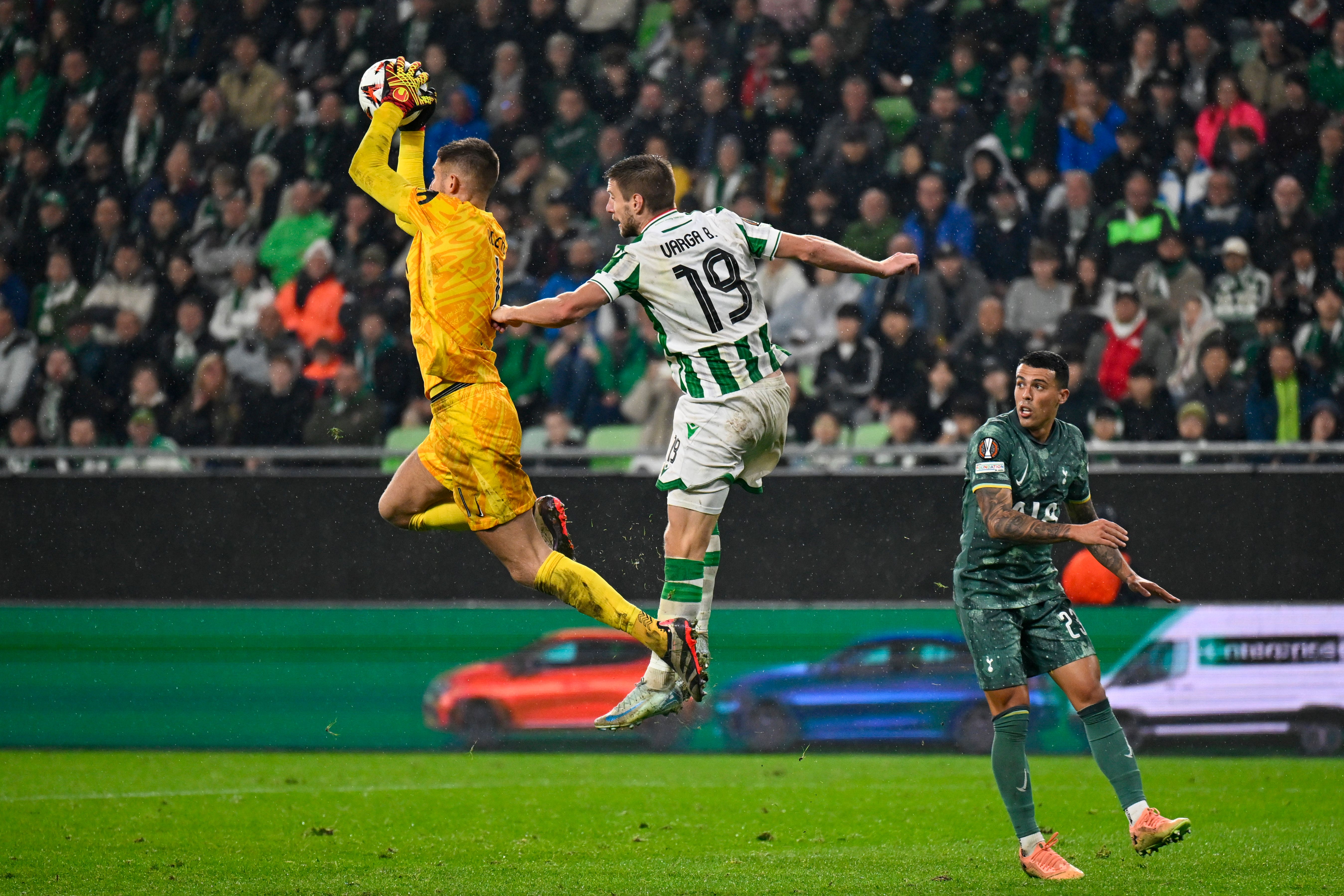 Guglielmo Vicario produced another strong display in Tottenham’s 2-1 win at Ferencvaros on Thursday (AP Photo/Denes Erdos/PA)