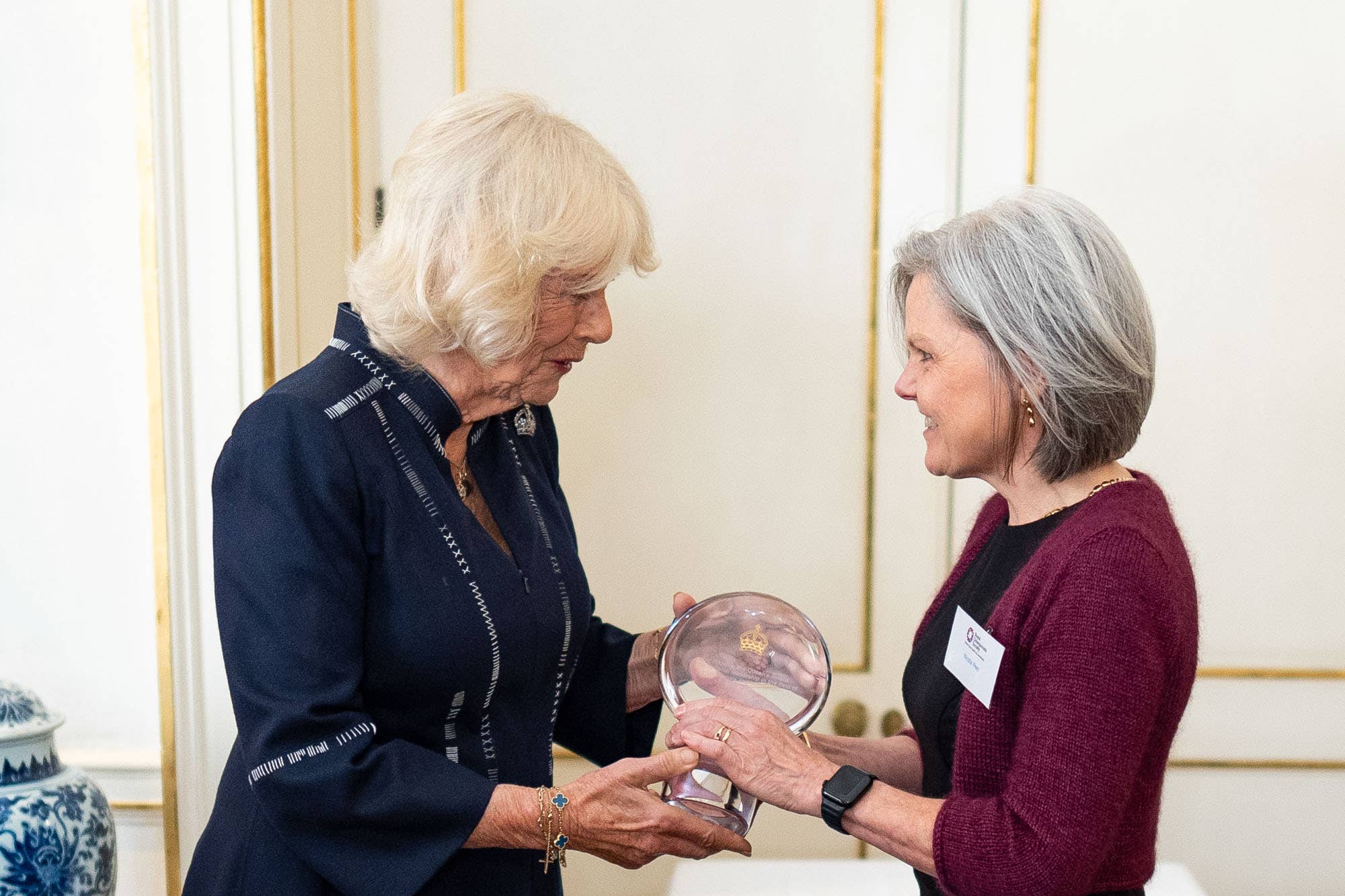 The Queen presents the award for exceptional leadership toDr Nicola Peel (Aaron Chown/PA)