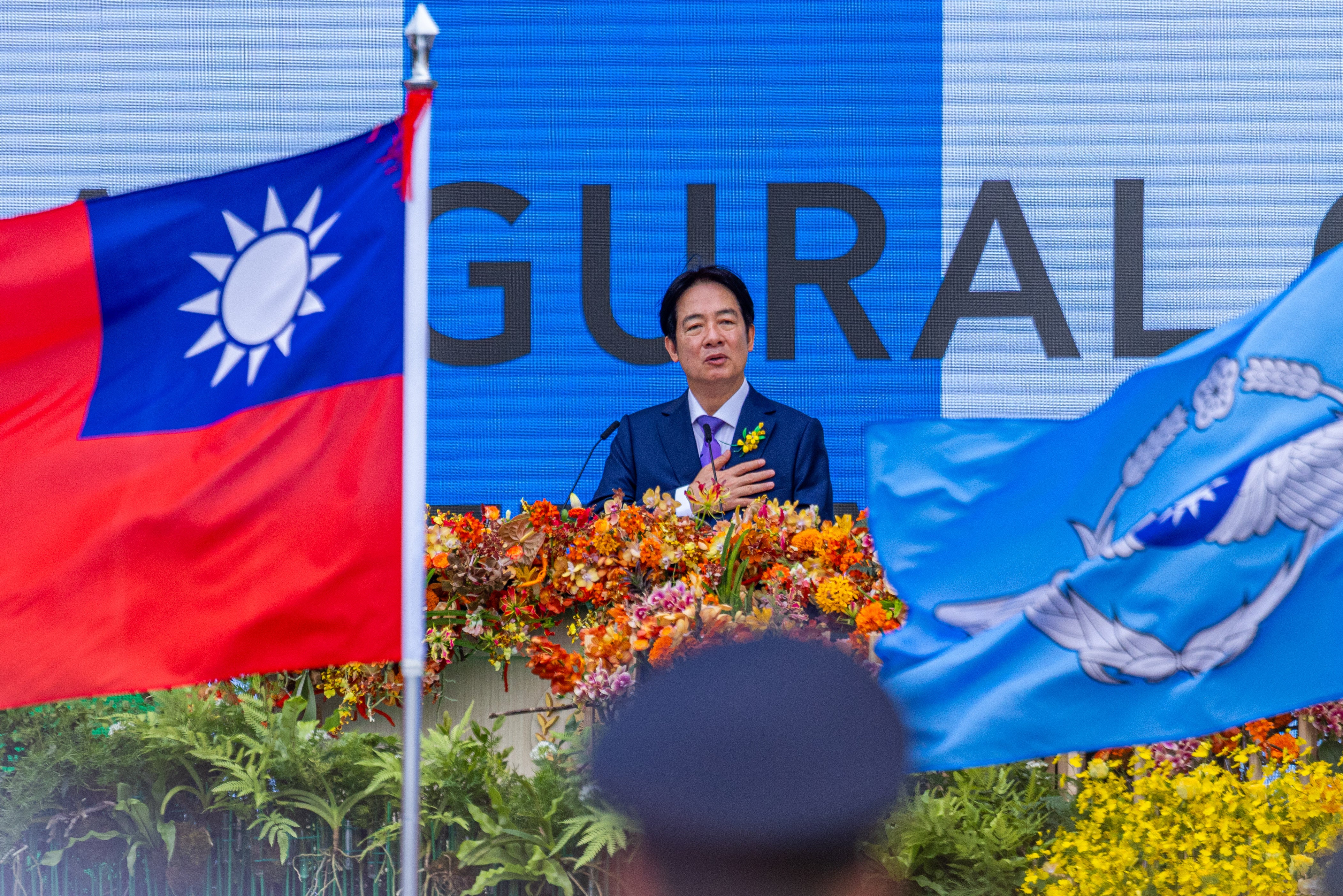 Taiwan President Lai Ching-te gives speech at his inauguration ceremony on 20 May in Taipei, Taiwan