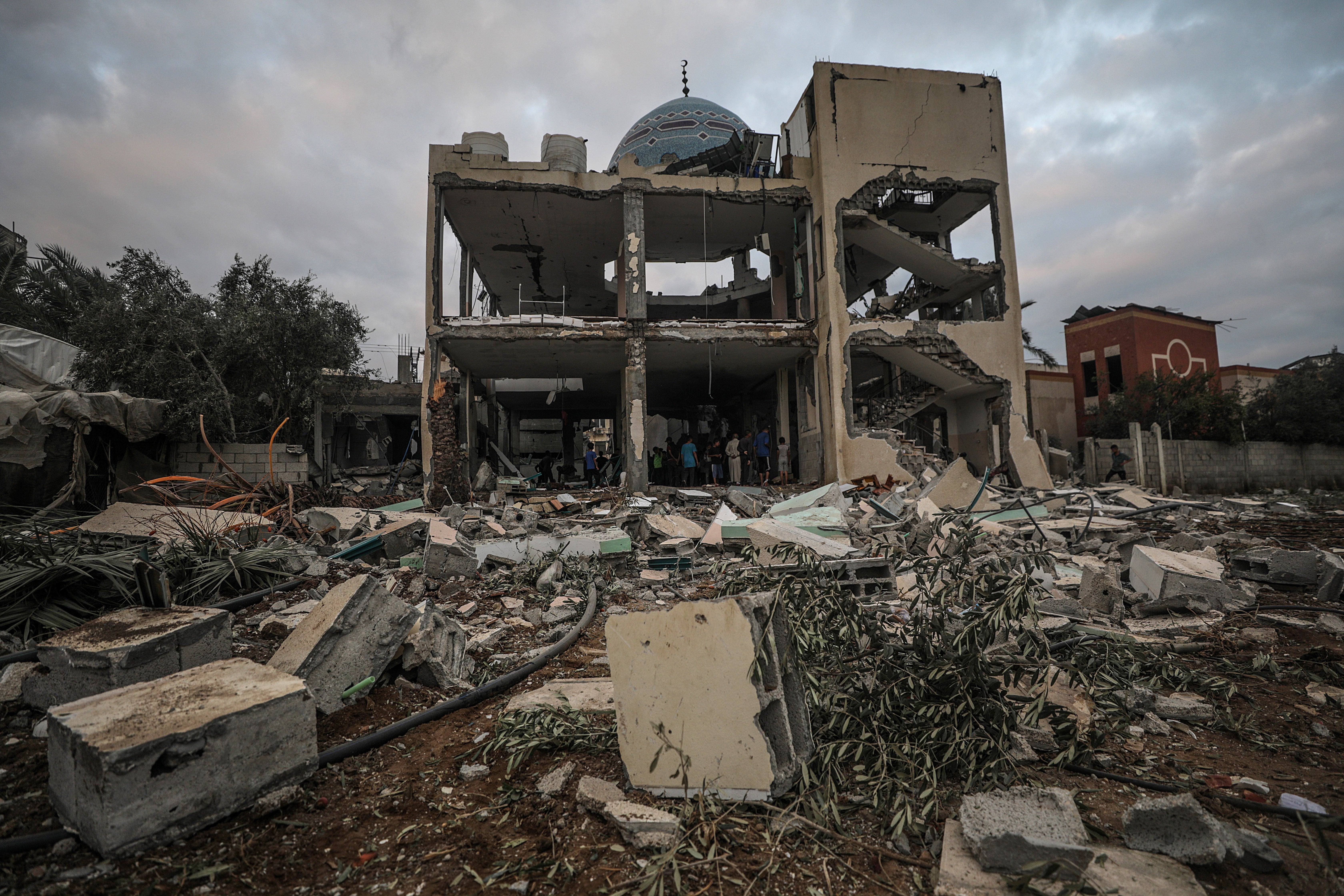 A view of the destroyed Al Aqsa Martyrs Mosque following an Israeli airstrike in Deir Al Balah, central Gaza Strip