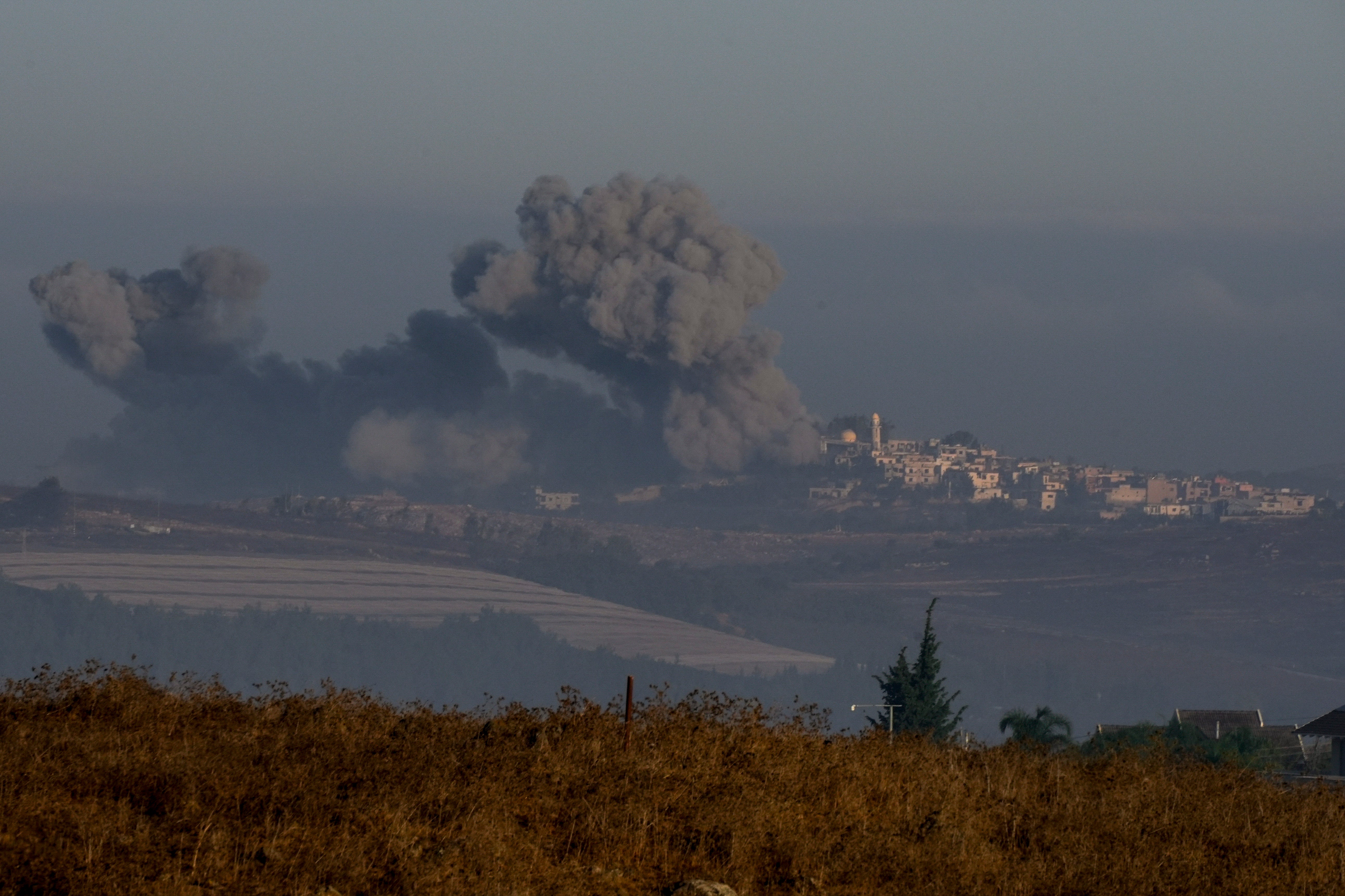 Smoke rises following Israeli bombardment in southern Lebanon as seen from northern Israel