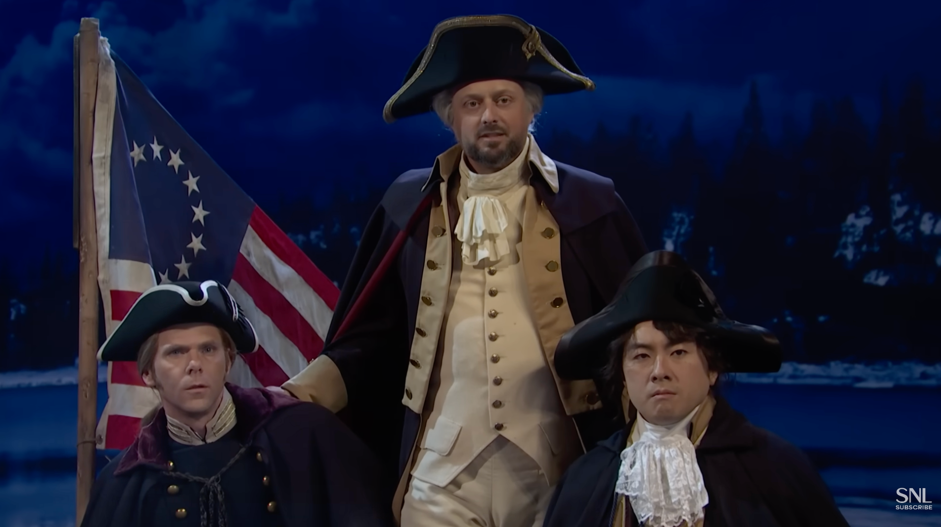 Nate Bargatze reprises the role of George Washington for the skit