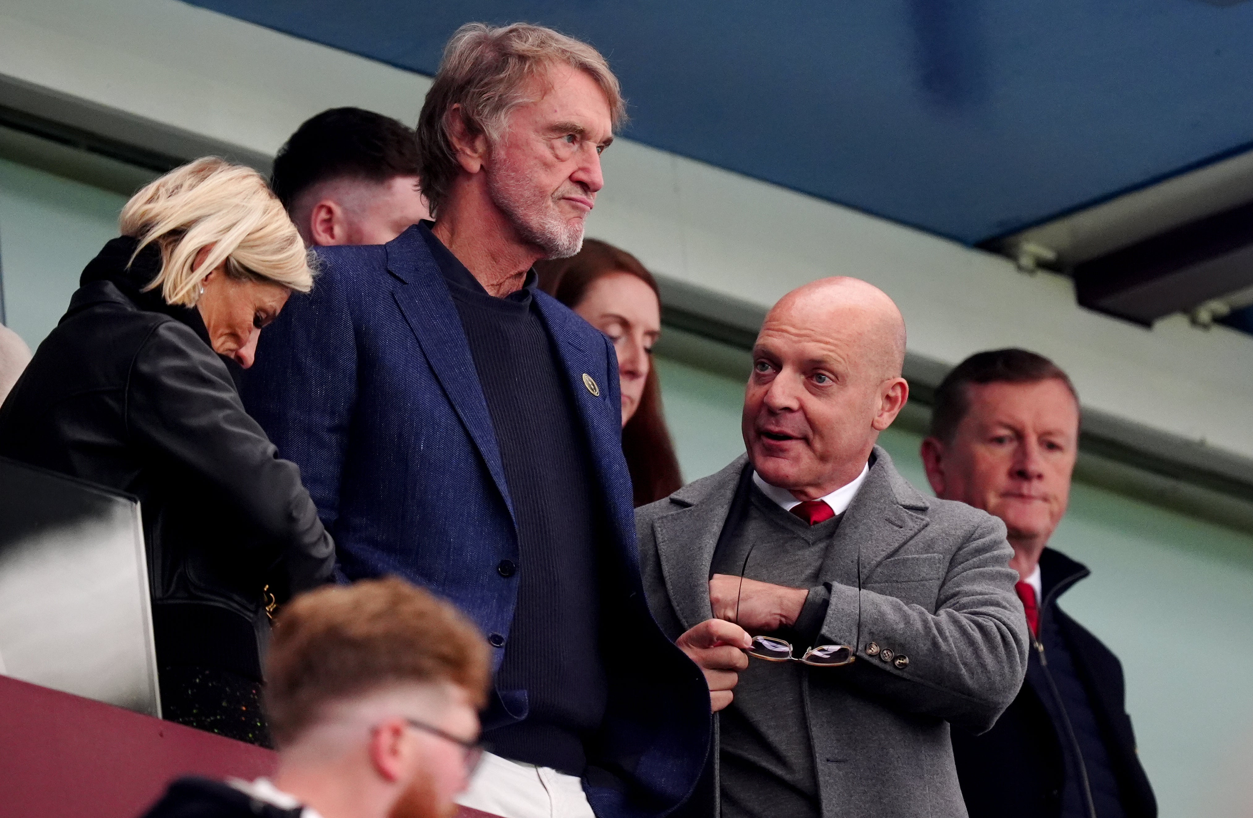 United co-owner Sir Jim Ratcliffe and Ineos director of sport Sir Dave Brailsford were at Villa Park