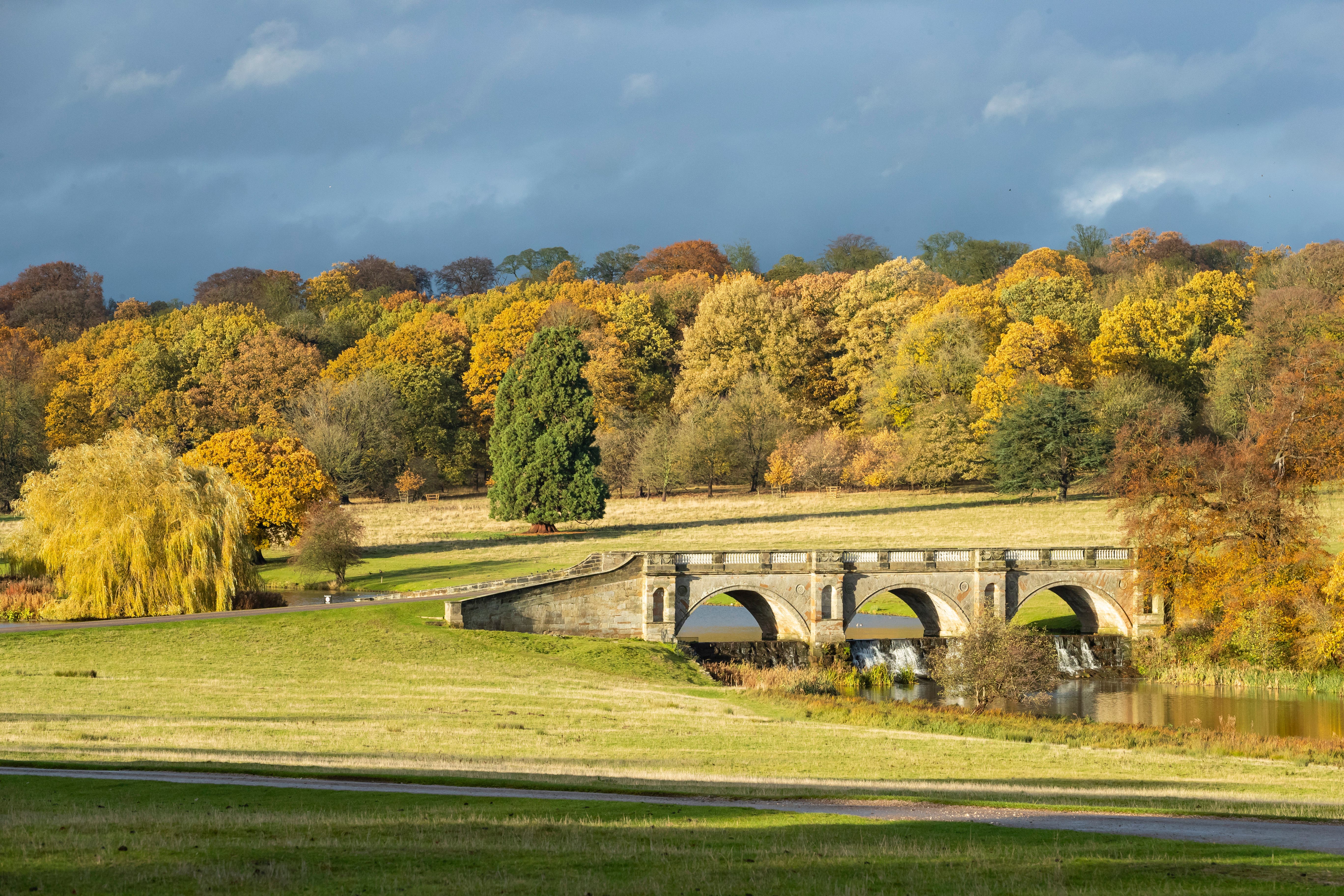 An 18th century bridge and woodland beyond at Kedleston Hall in Derbyshire (Chris Lacey/National Trust Images/PA)