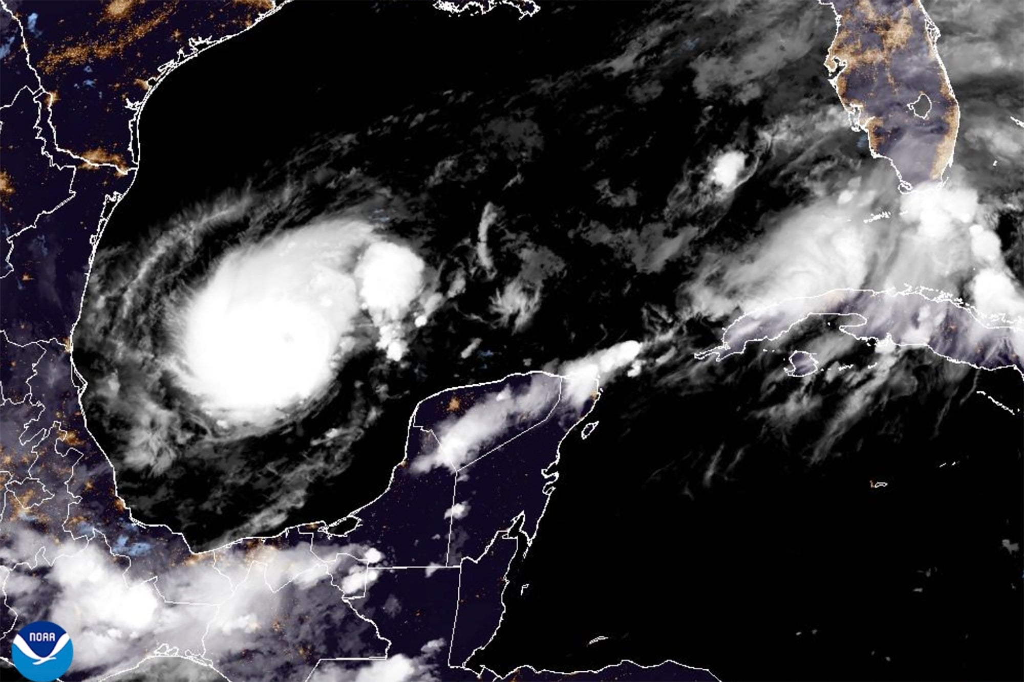 Hurricane Milton (in satellite image) is expected to make landfall in Florida on Wednesday, less than two weeks after Helene