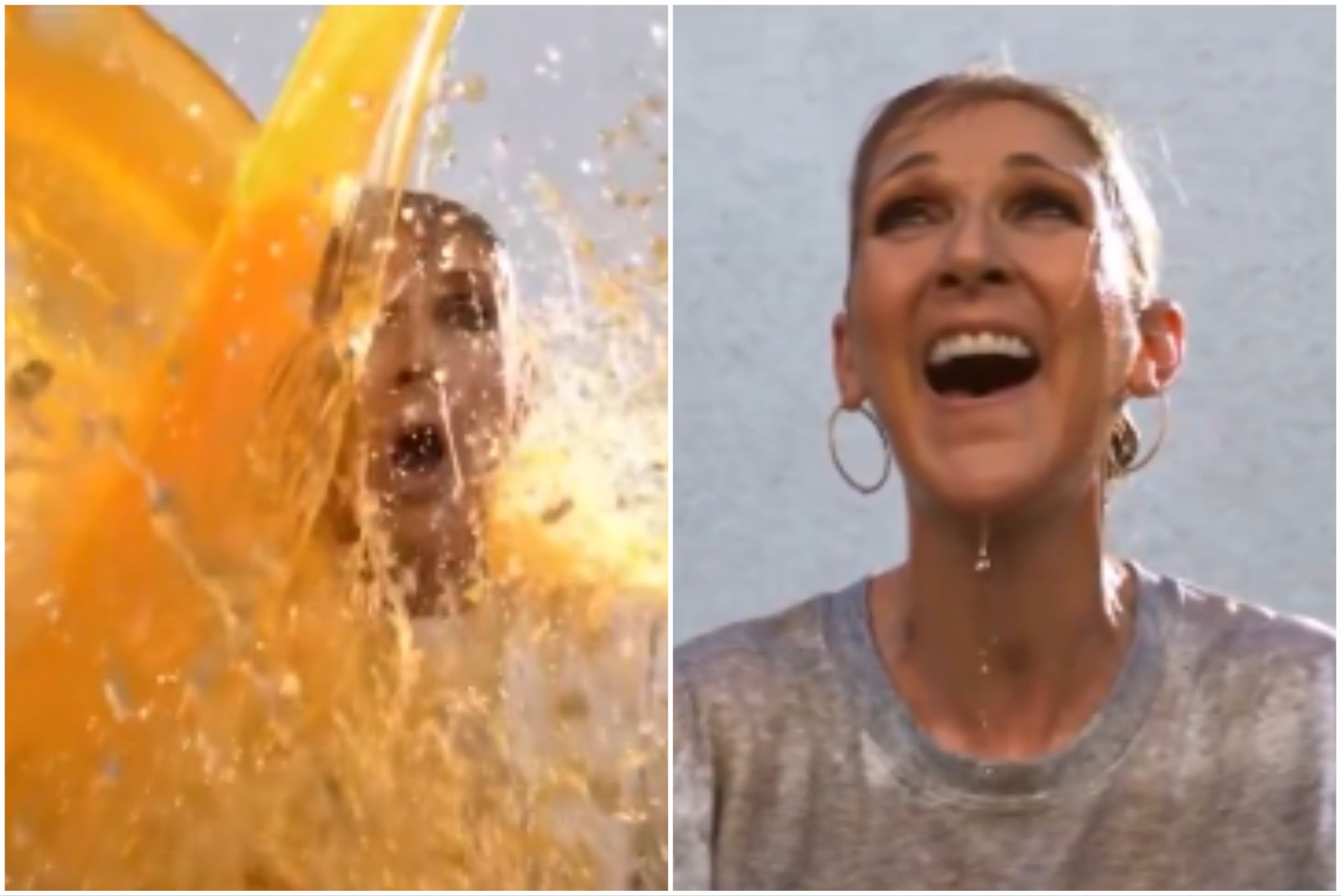 Celine Dion was doused in Gatorade in a clip for the Cowboys vs Steelers game on Sunday