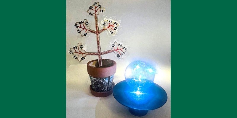 Binghamton University’s artificial plant can remove CO2, produce oxygen and generate electricity