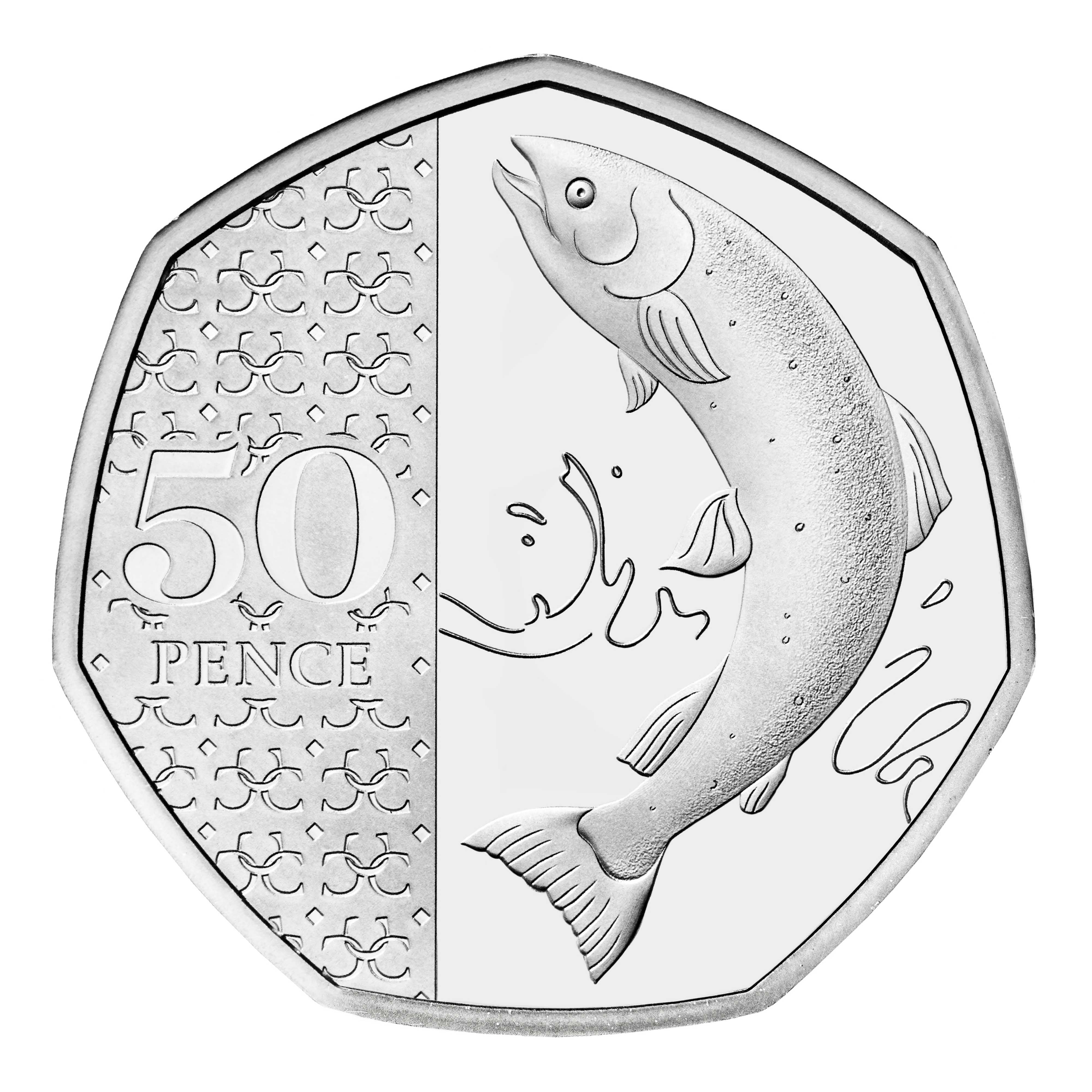 A 50p coin depicting the Atlantic Salmon and bearing the King’s portrait, it is the rarest such coin in circulation, the Royal Mint has confirmed