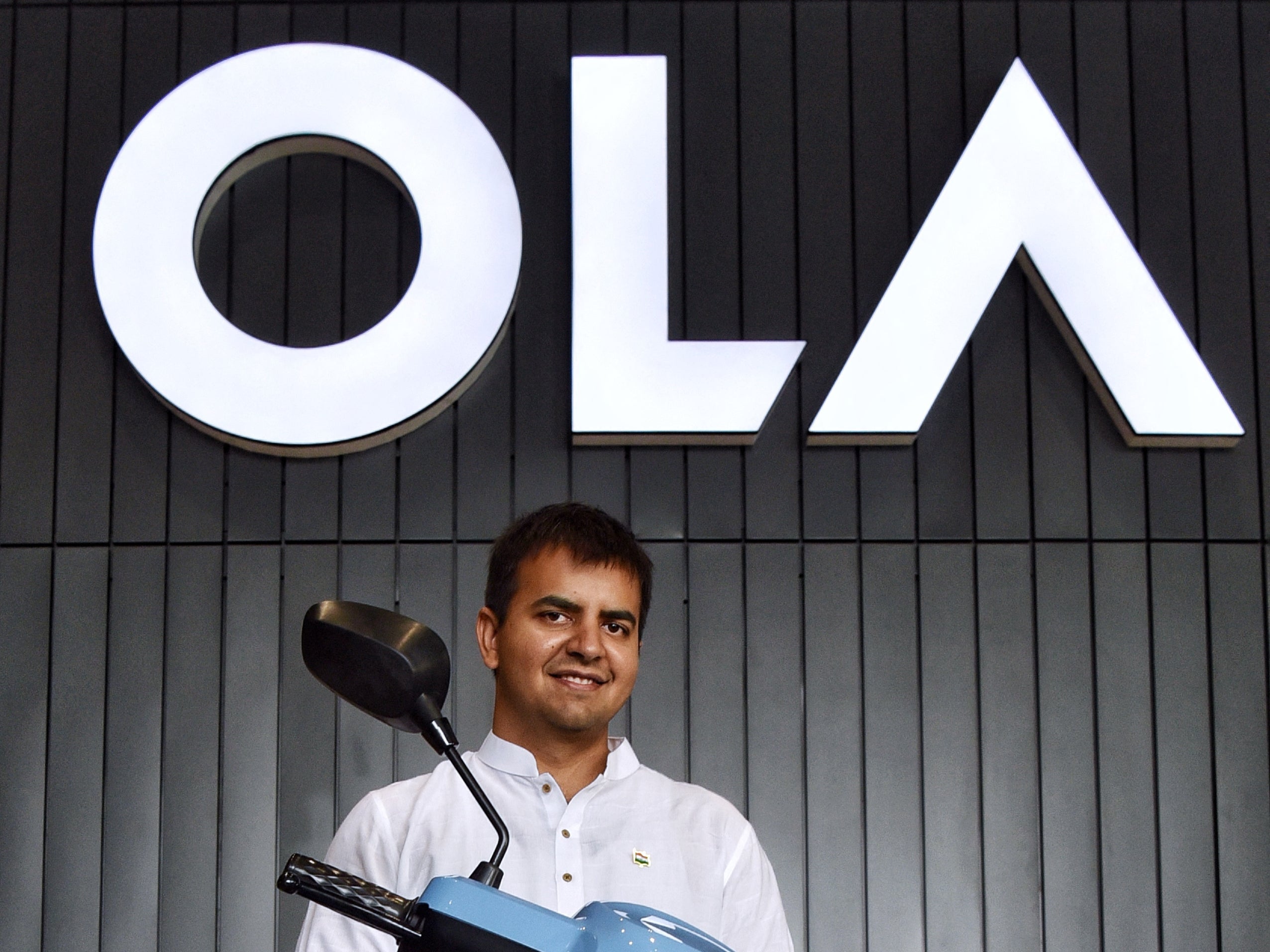 Bhavish Aggarwal at the launch of the Ola electric scooter in Bengaluru, India, in 2021