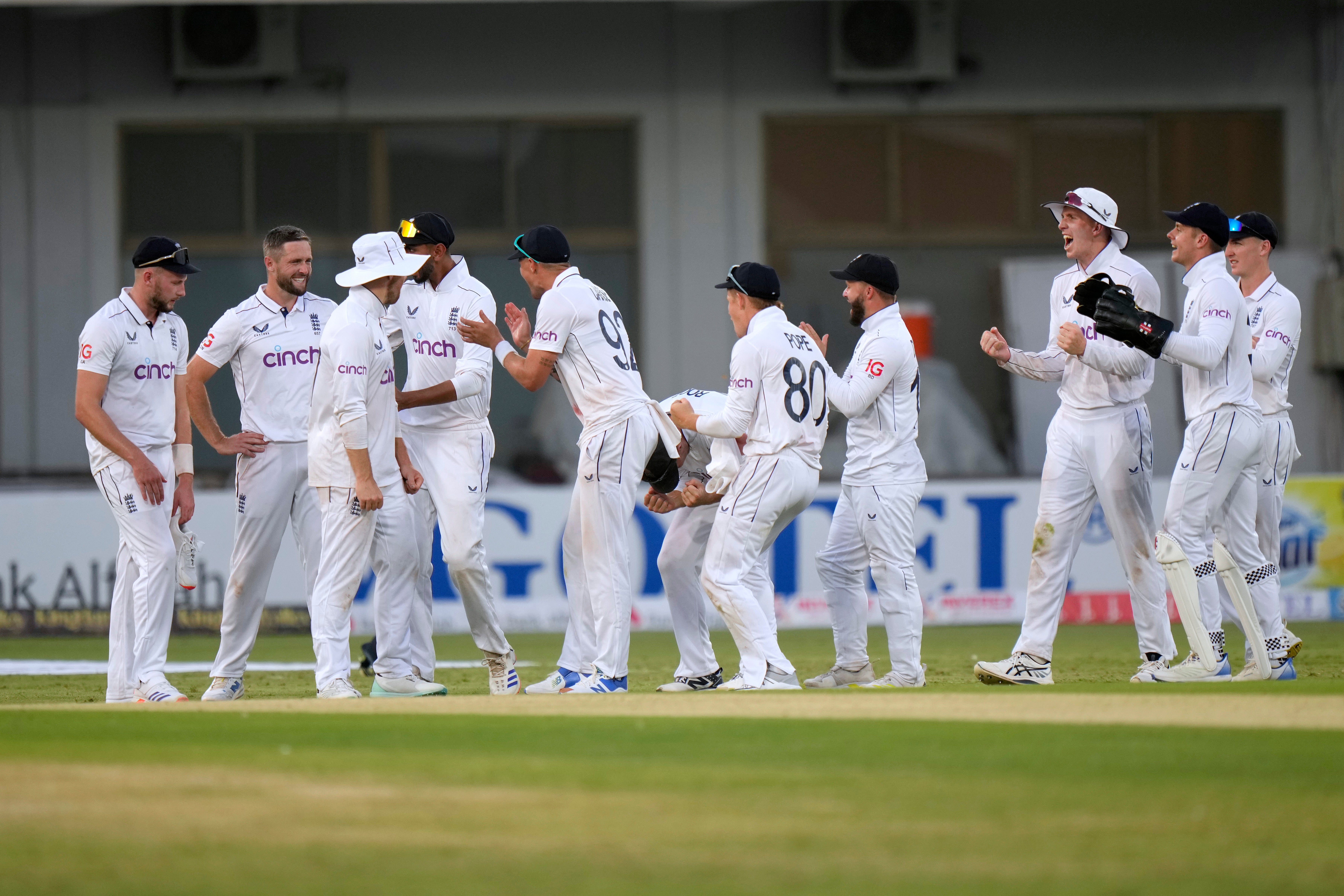 England enjoyed some late breakthroughs on what was a tough day in the field (Anjum Naveed/AP)