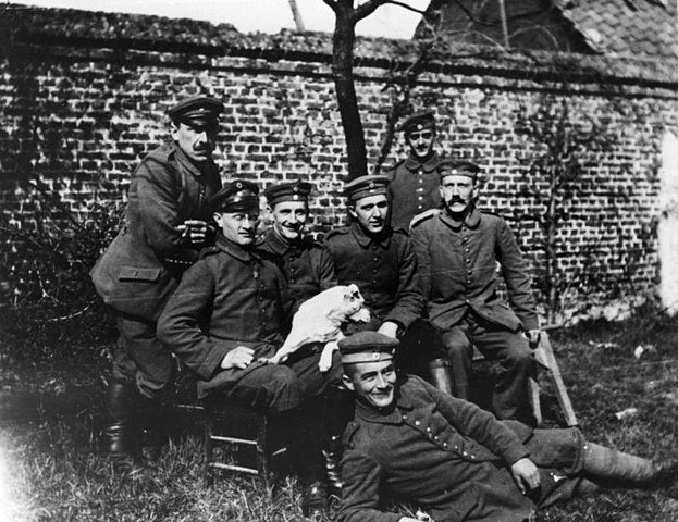 Adolf Hitler (far right) with other members of the 16th Bavarian Reserve Infantry Regiment