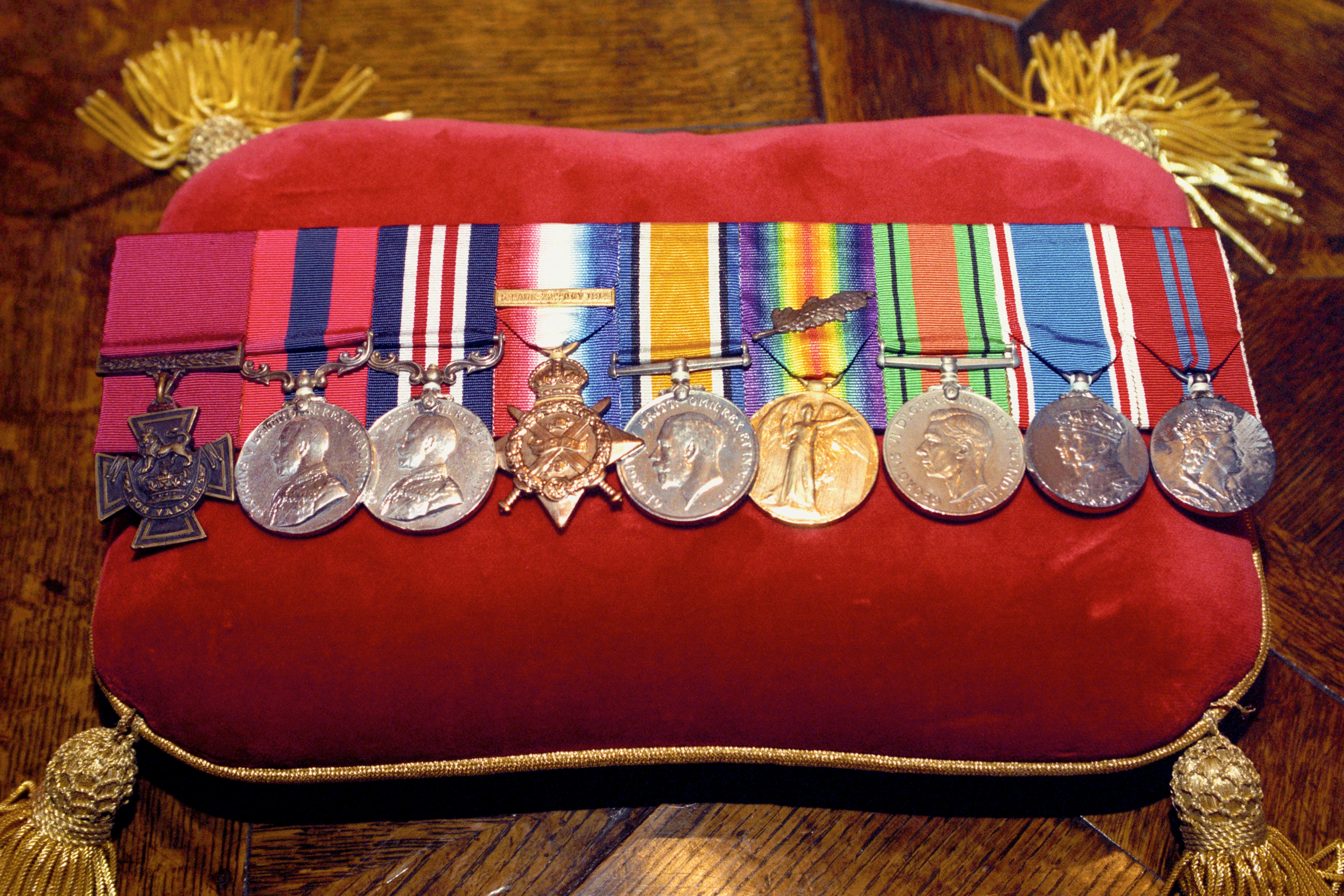 Medals (including a Victoria Cross, far left) won by Tandey