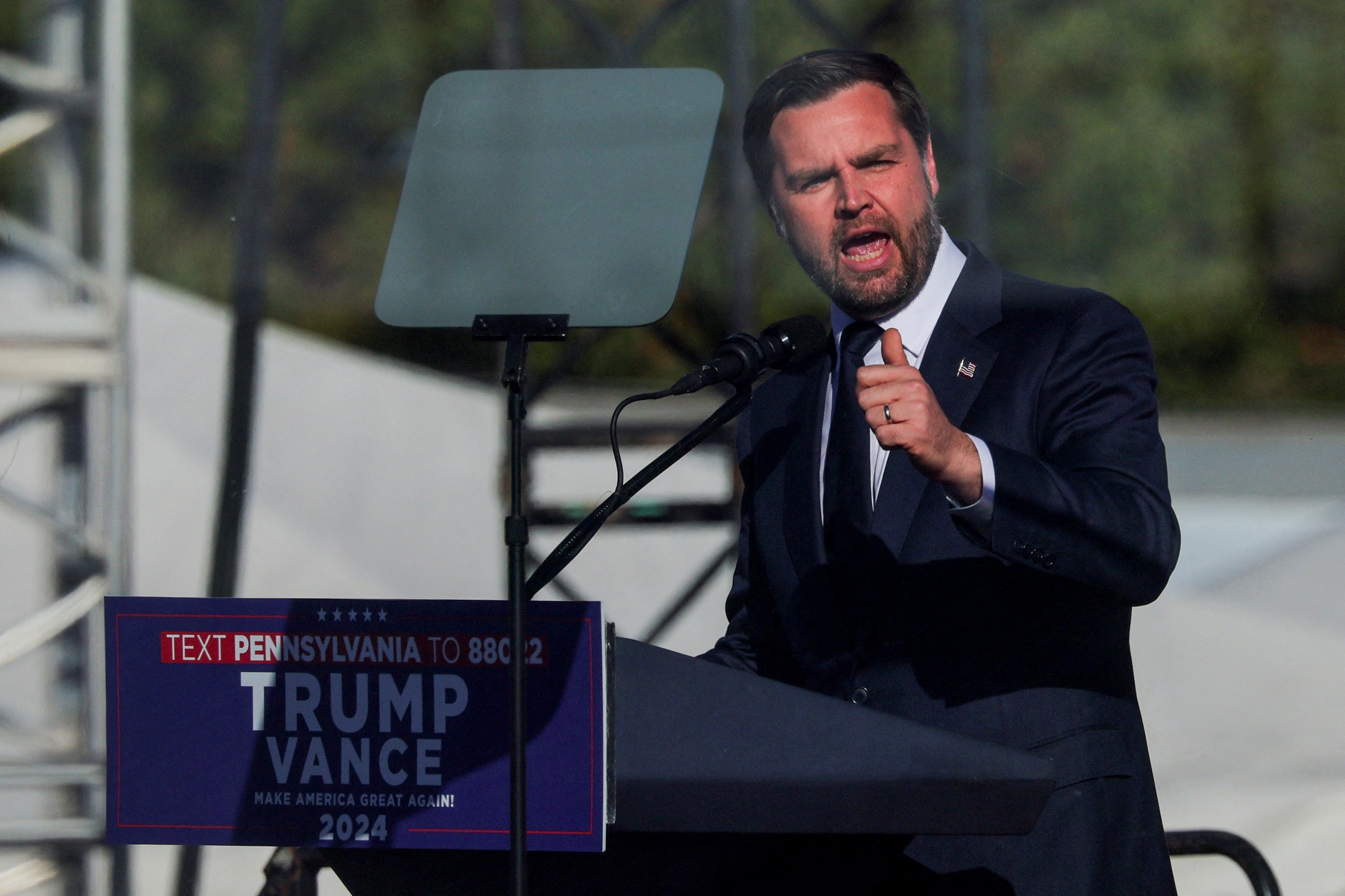 Former President Donald Trump and running mate and Ohio senator JD Vance (pictured) are hitting the Biden administration over false claims of FEMA money being used for migrants and not disaster relief