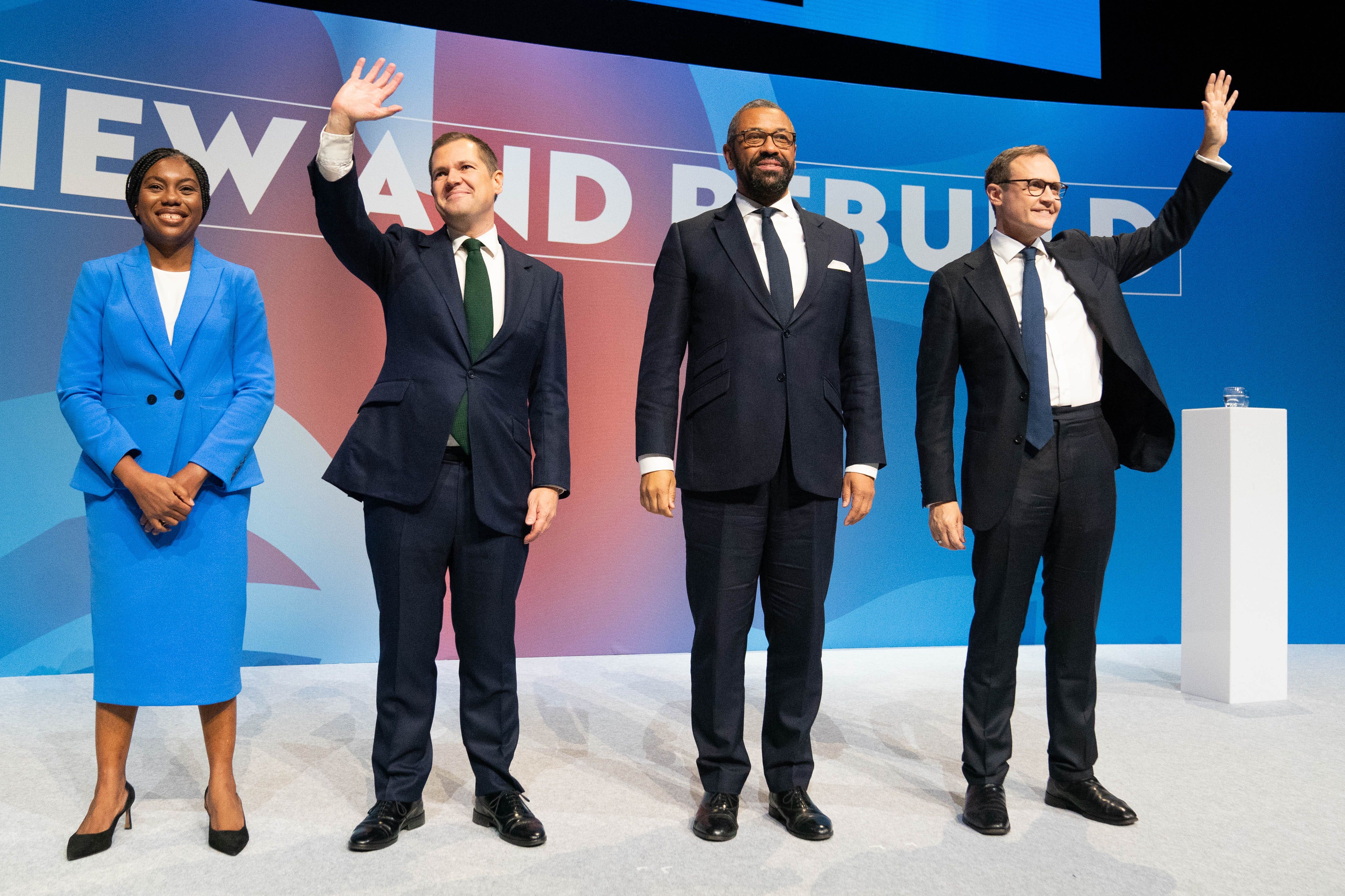 Tory leadership candidates Kemi Badenoch, Robert Jenrick , James Cleverly and Tom Tugendhat (PA)